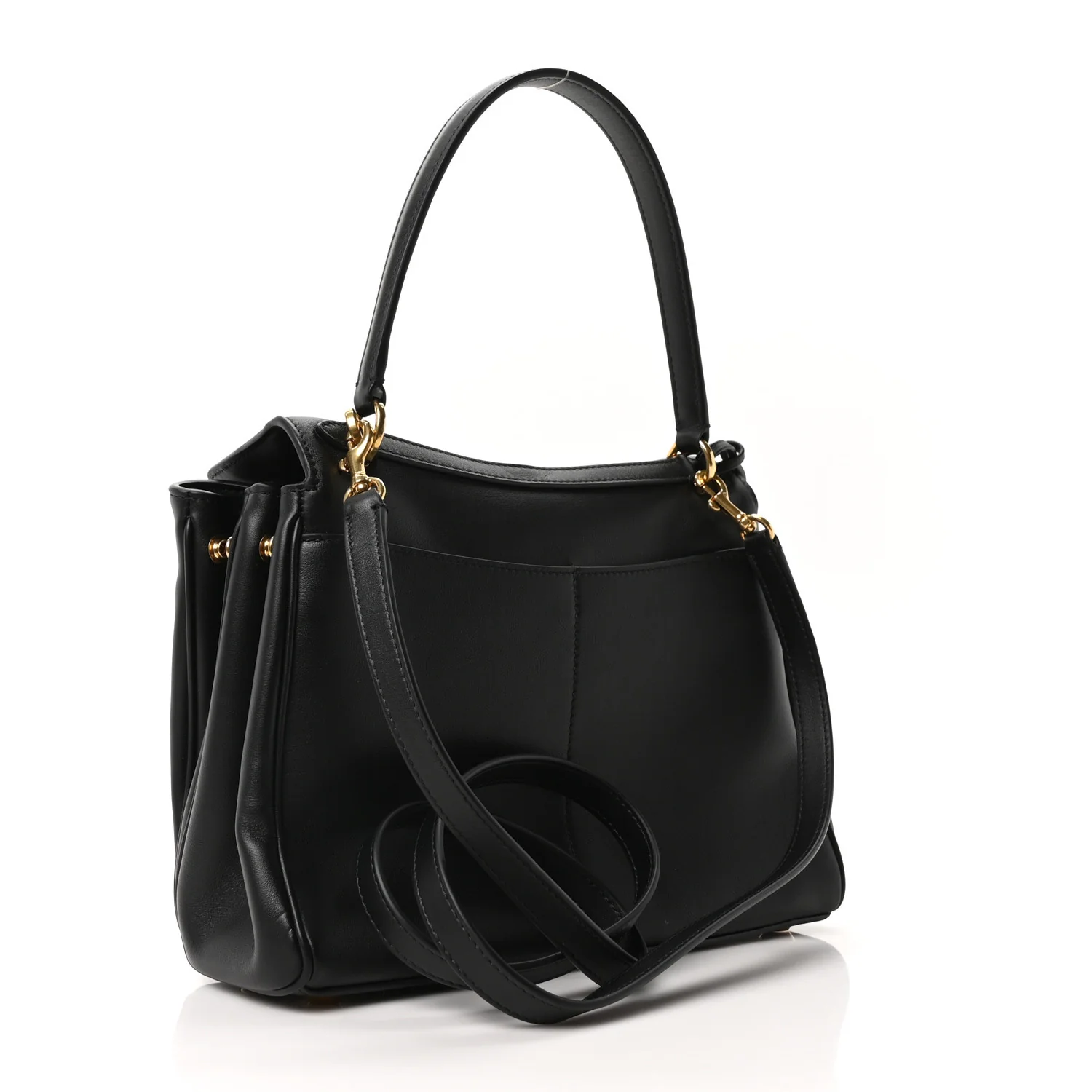 Natural Smooth Calfskin Small Rodeo Top Handle Handbag Black - Image 3