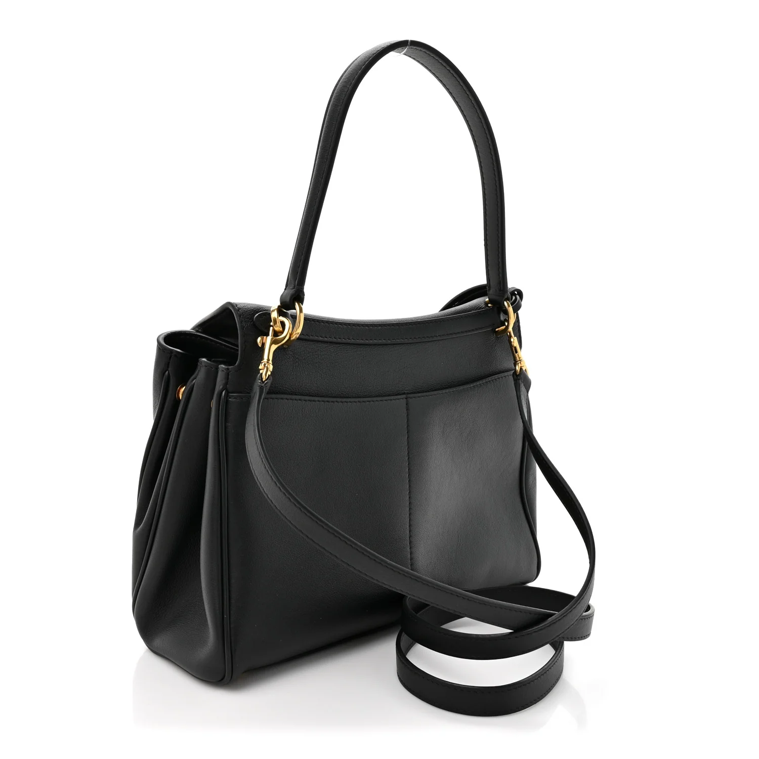 Natural Smooth Calfskin Small Rodeo Top Handle Handbag Black - Image 3
