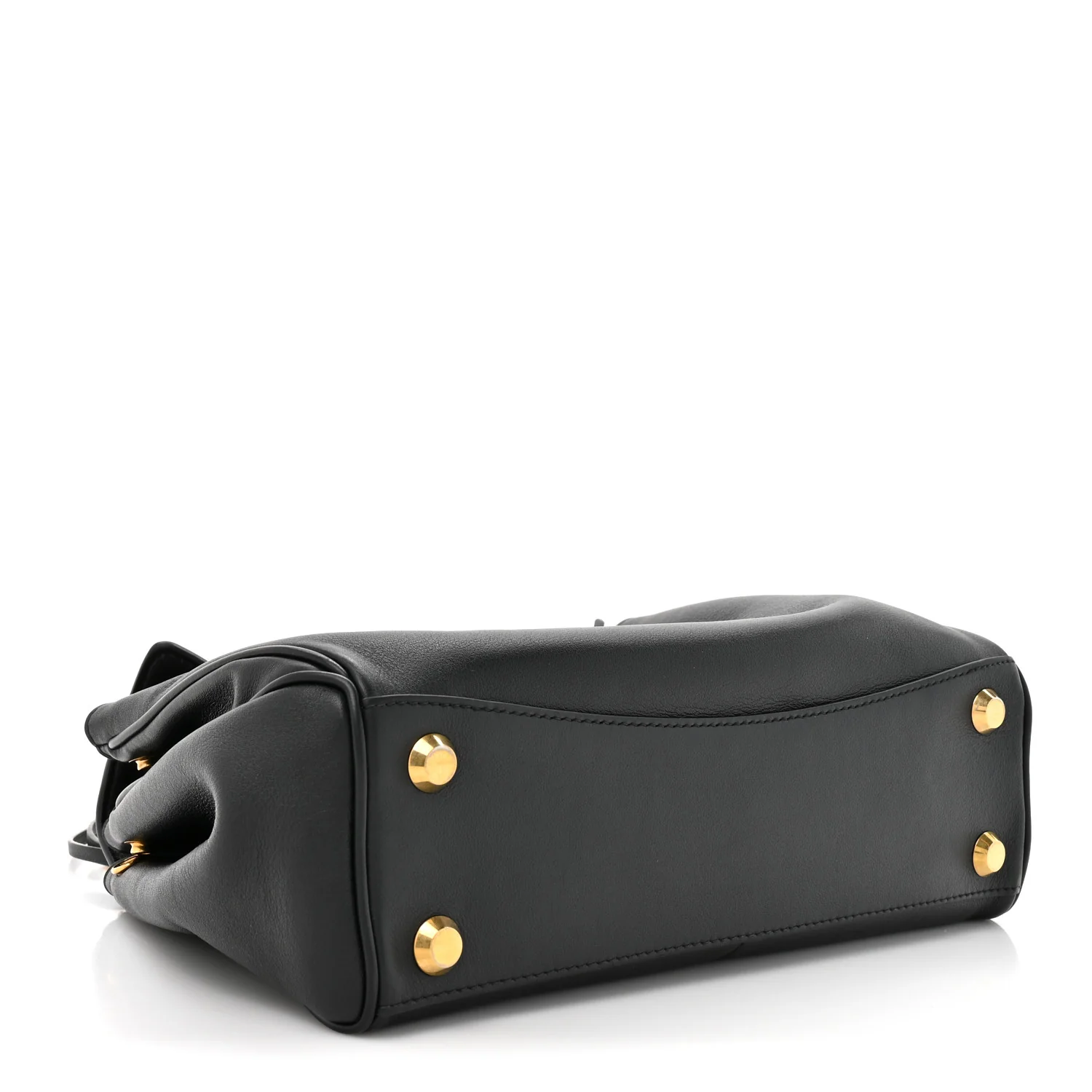 Natural Smooth Calfskin Small Rodeo Top Handle Handbag Black - Image 4