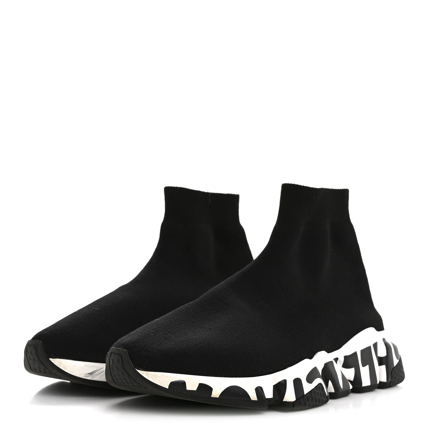 Neoprene Knit Womens Speed Graffiti Sneakers 38 Black White - Image 4