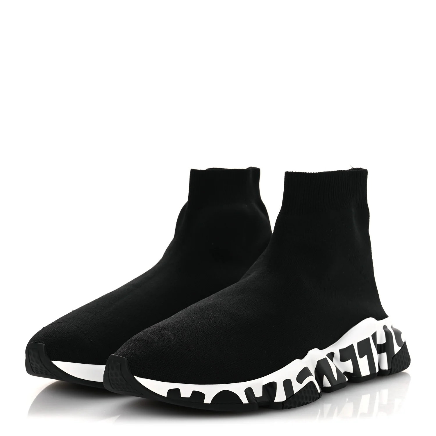 Neoprene Knit Womens Speed Graffiti Sneakers 40 Black White - Image 4