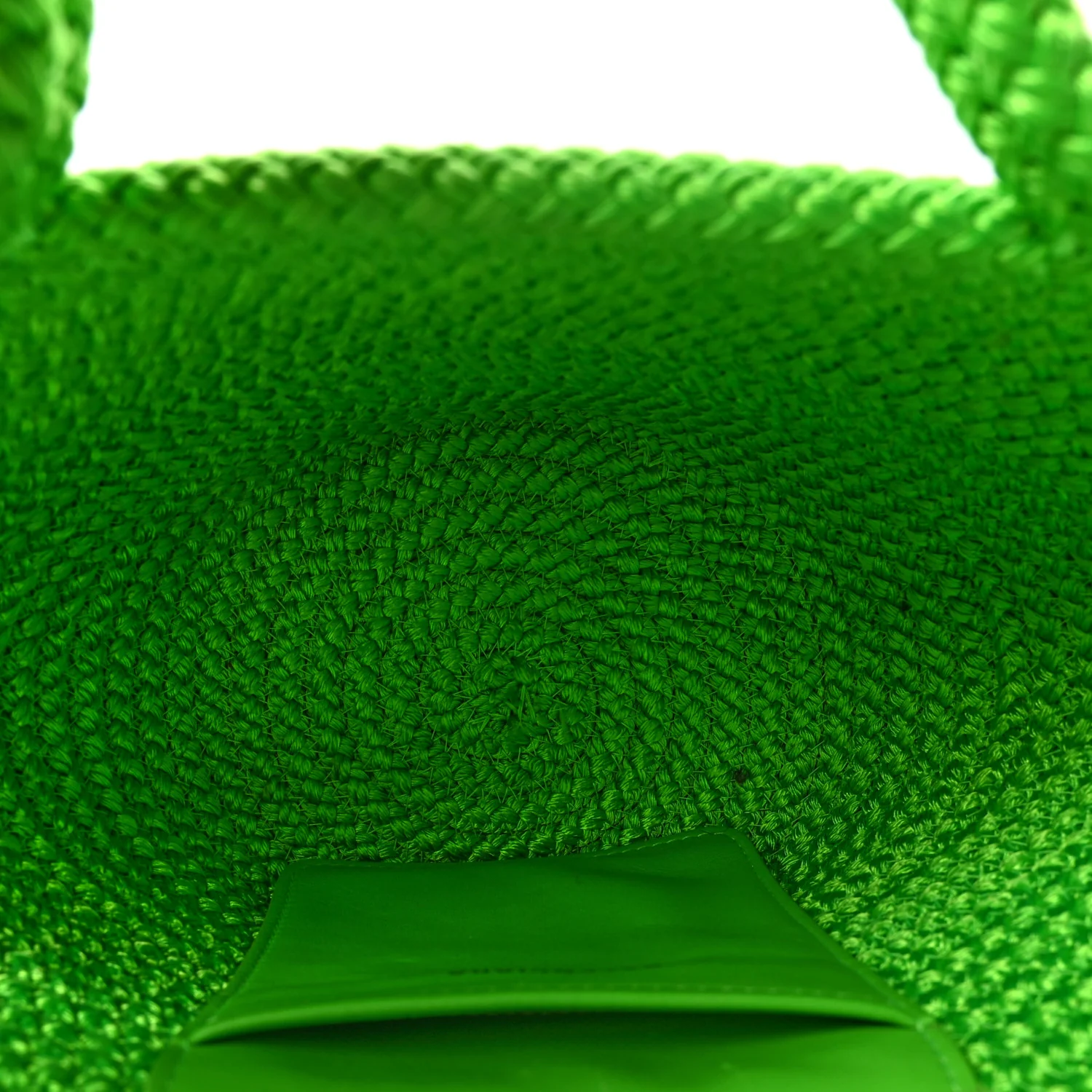Nylon Lambskin Woven Small Ibiza Basket With Strap Green - Image 5