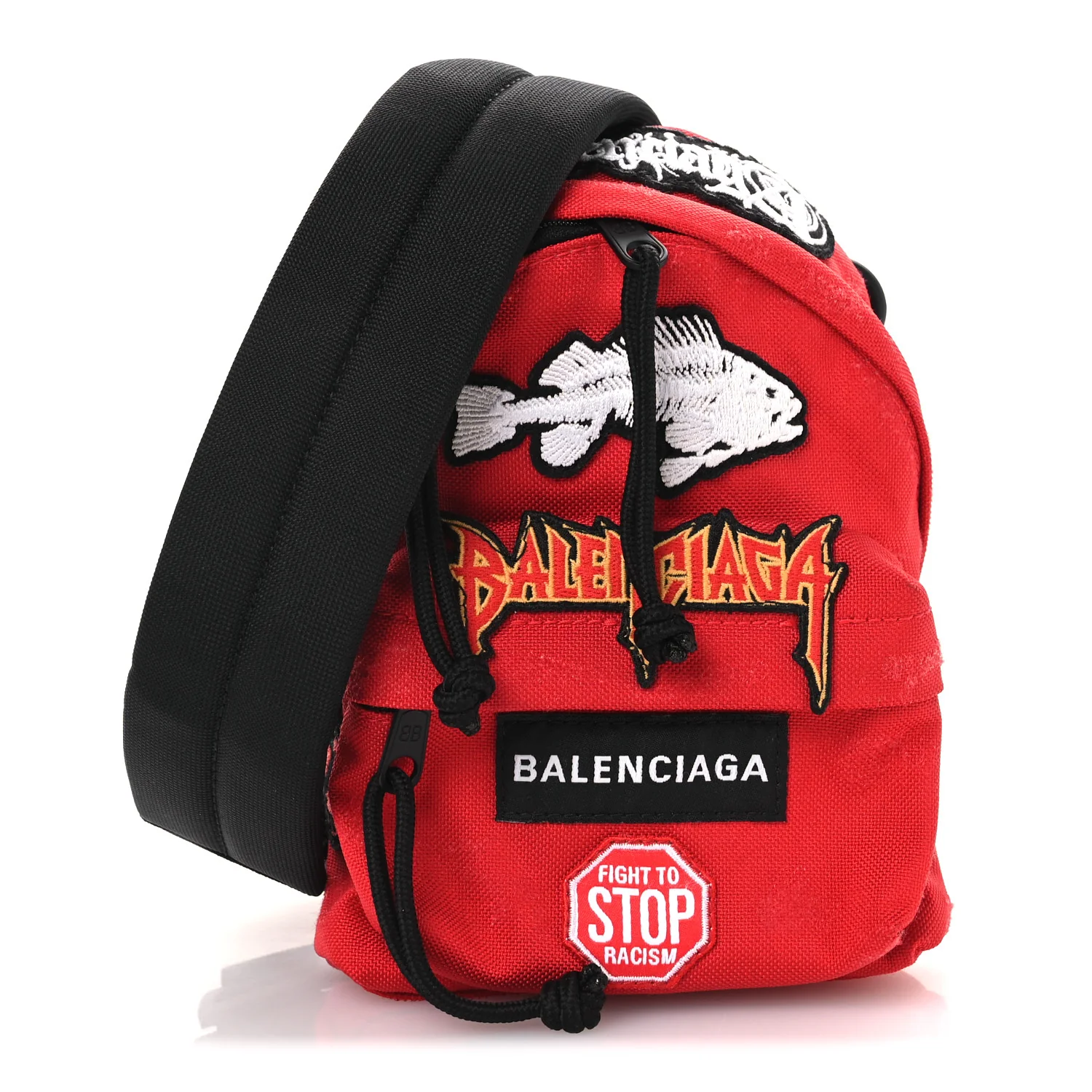 Recycled Casual Nylon Patches Mini Explorer Crossbody Backpack Red