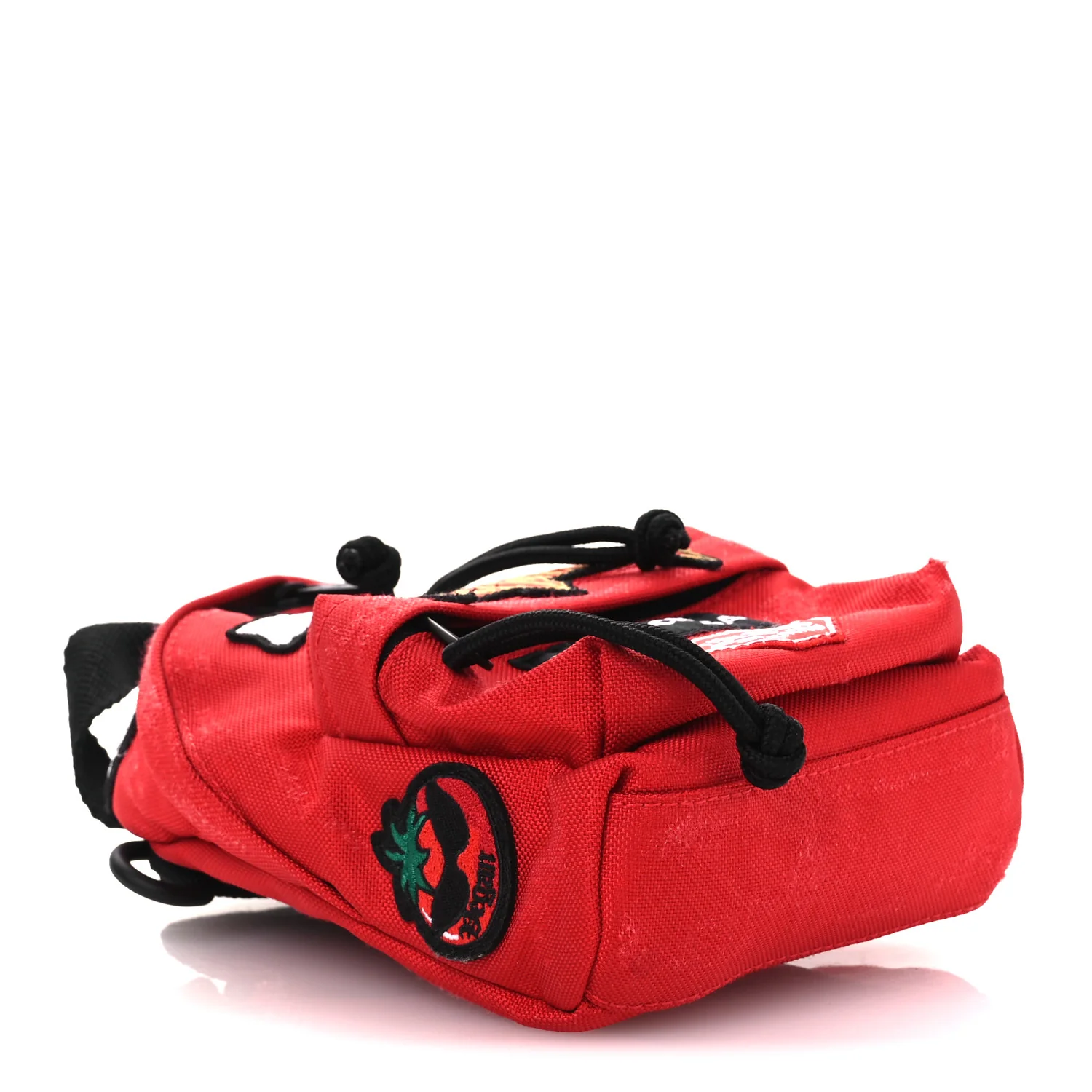 Recycled Casual Nylon Patches Mini Explorer Crossbody Backpack Red - Image 4