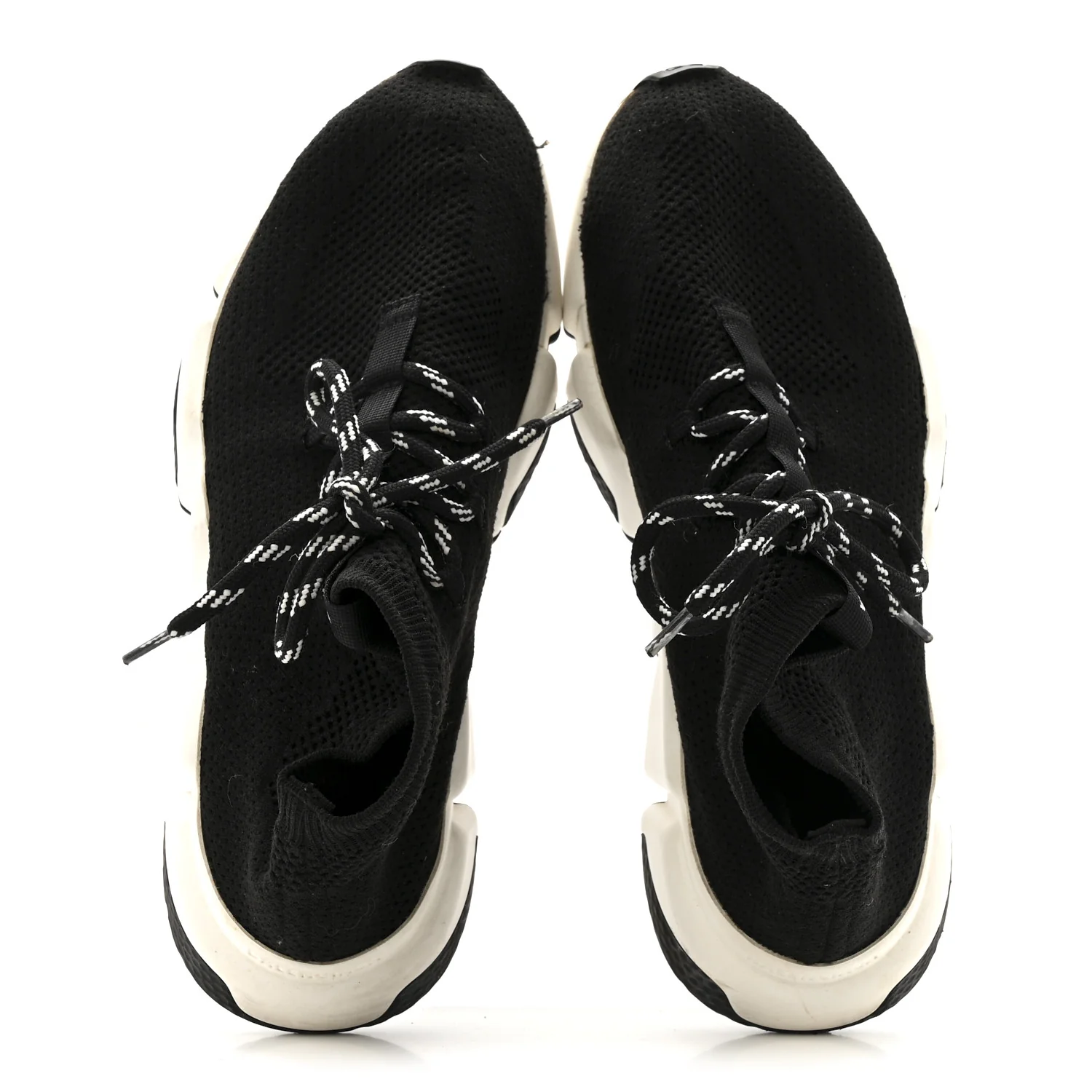 Recycled Knit Bi-Color Sole Womens Speed Lace Up Sneakers 39 Black White - Image 2