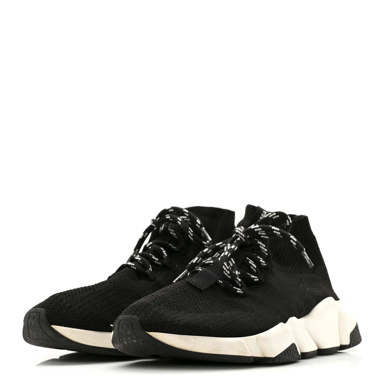 Recycled Knit Bi-Color Sole Womens Speed Lace Up Sneakers 39 Black White - Image 4