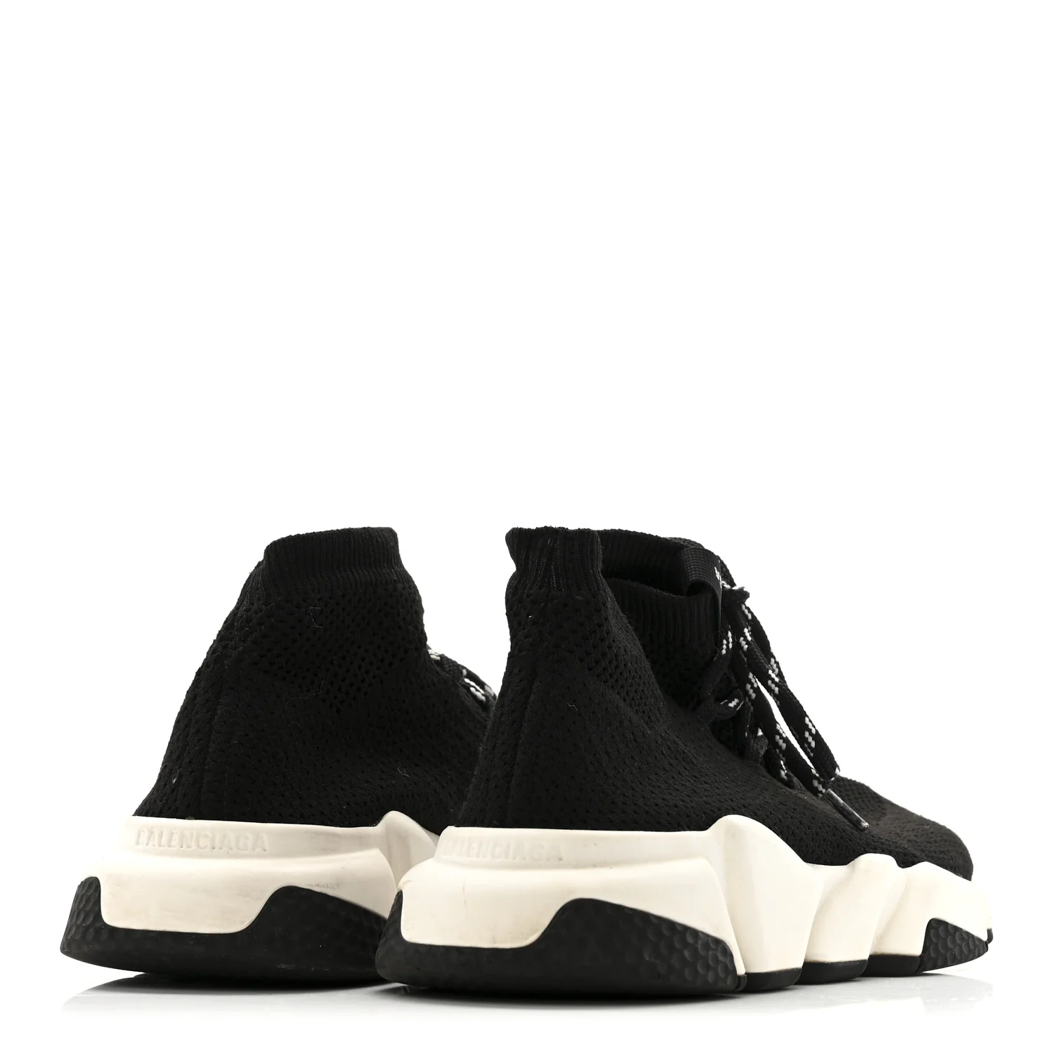 Recycled Knit Bi-Color Sole Womens Speed Lace Up Sneakers 39 Black White - Image 5