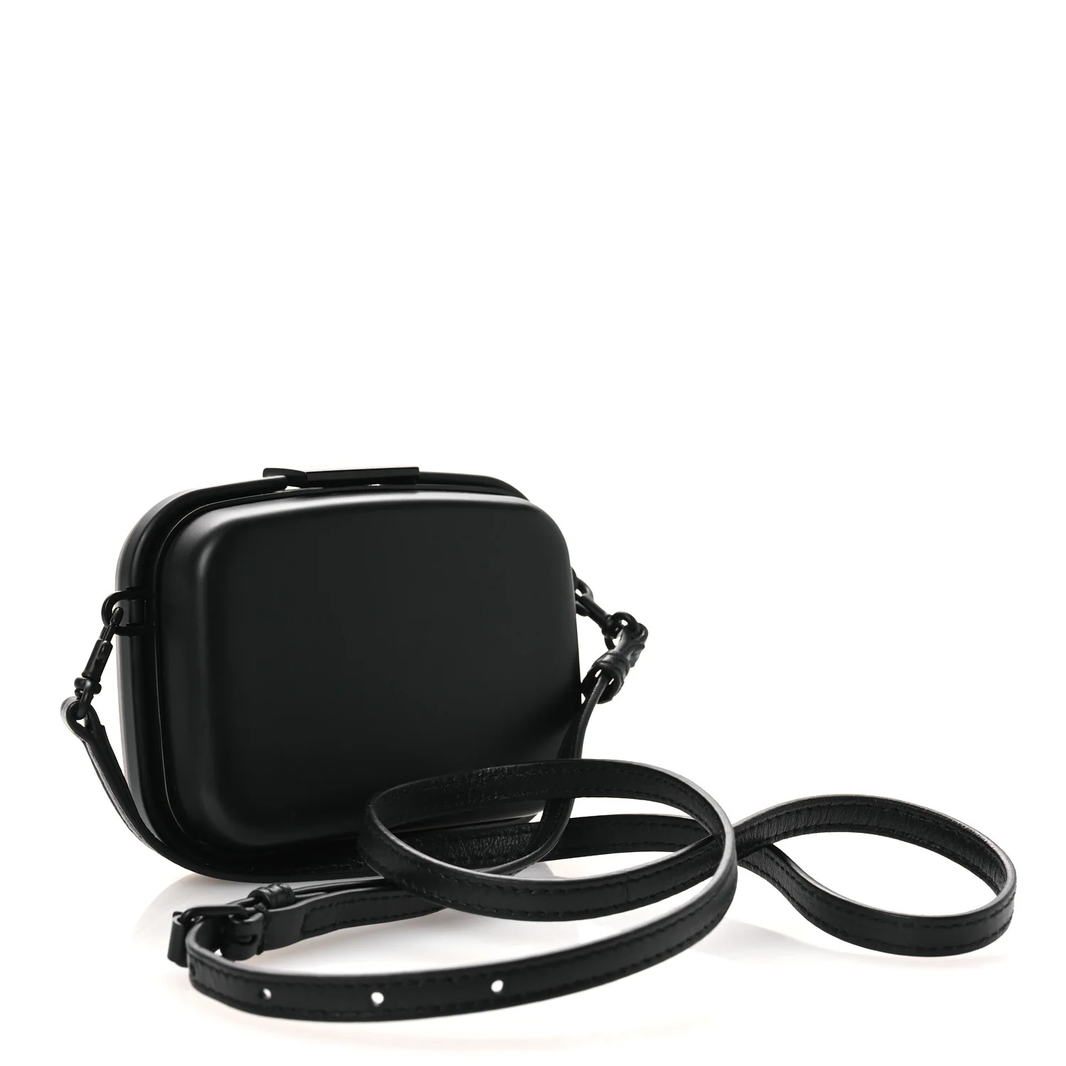 Recycled Plastic Calfskin Embossed Mini Lunch Box Case with Strap Black - Image 3