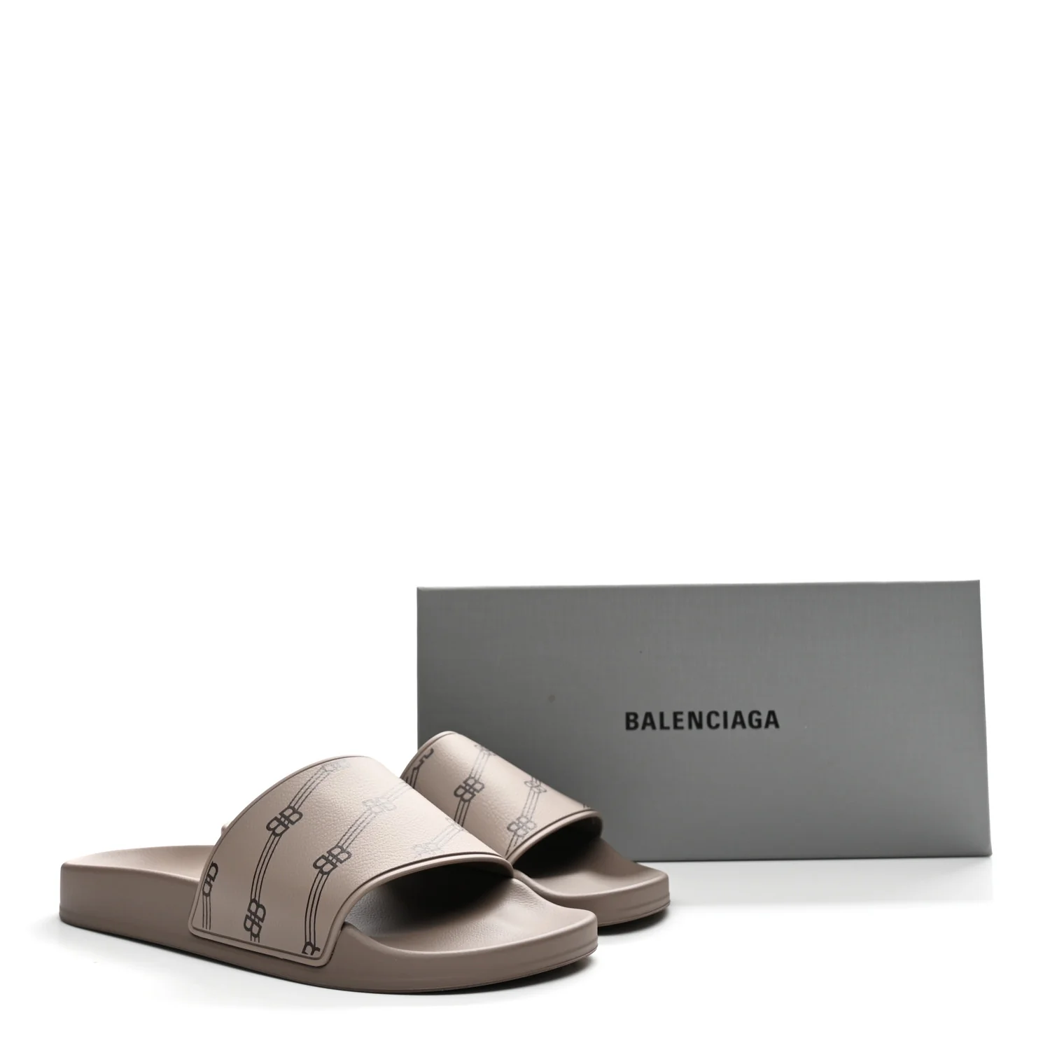 Rubber Allover Logo Mens Pool Slide Sandals 42 Dark Mink - Image 9