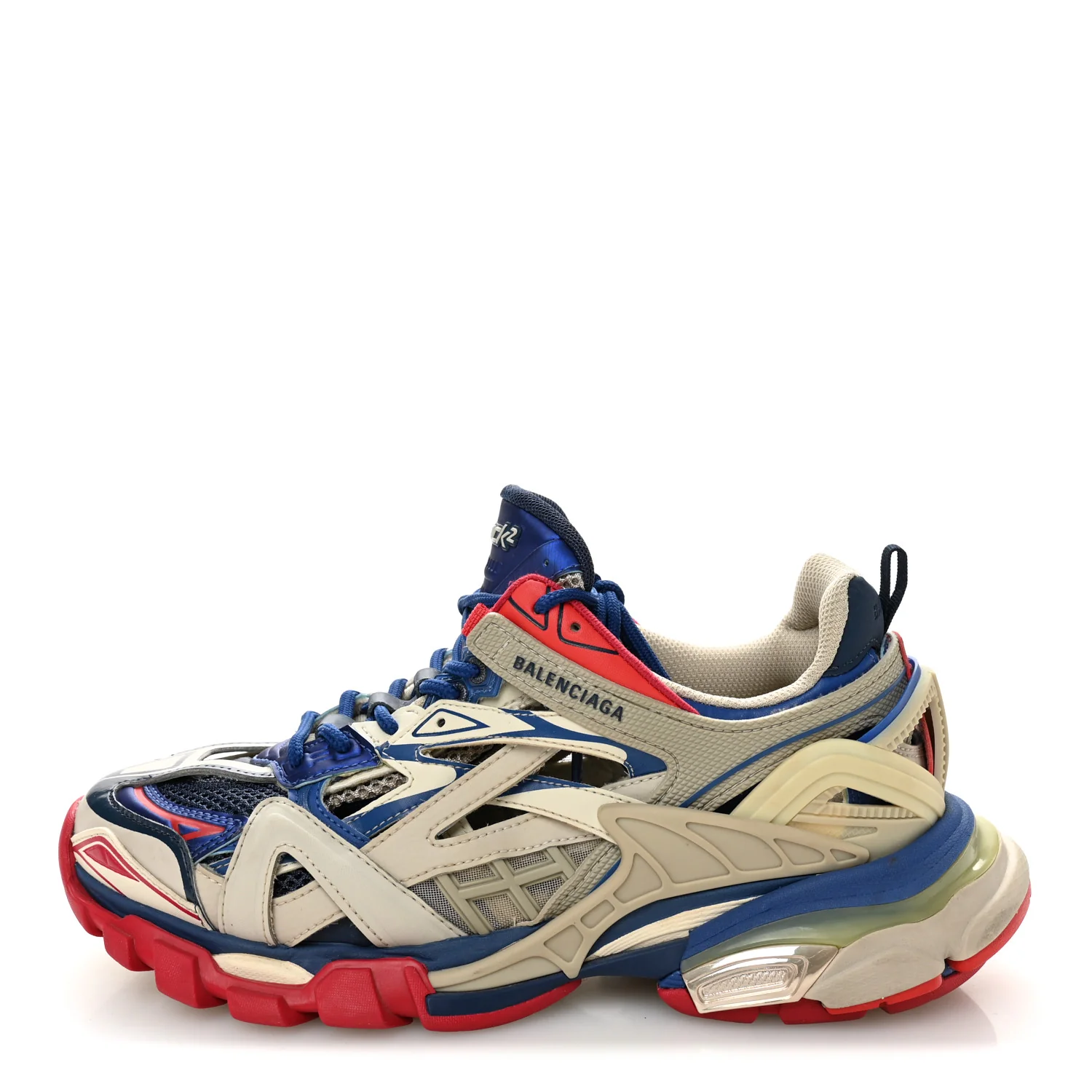 Rubber Mesh Bi-Color Womens Track.2 Open Sneakers 39 Beige Blue Red