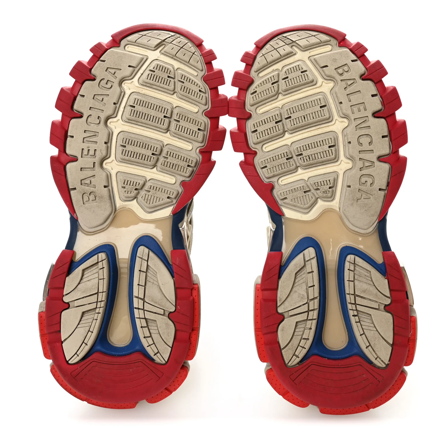 Rubber Mesh Bi-Color Womens Track.2 Open Sneakers 39 Beige Blue Red - Image 6