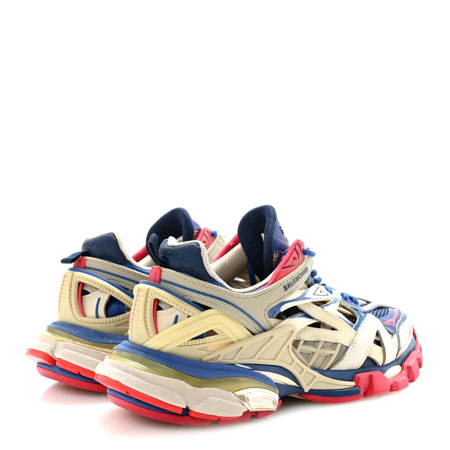 Rubber Mesh Bi-Color Womens Track.2 Open Sneakers 39 Beige Blue Red - Image 10
