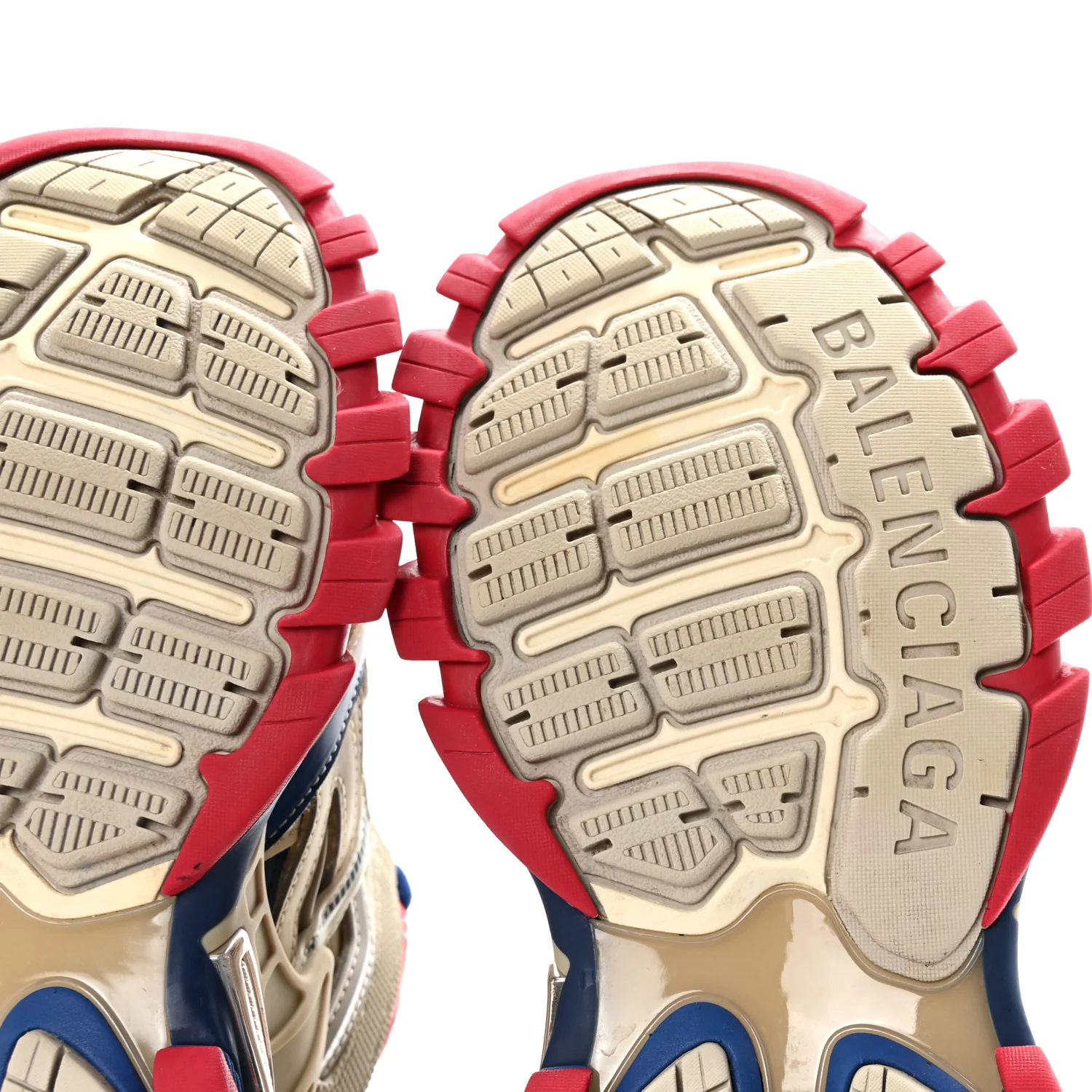 Rubber Mesh Bi-Color Womens Track.2 Open Sneakers 39 Beige Blue Red - Image 14