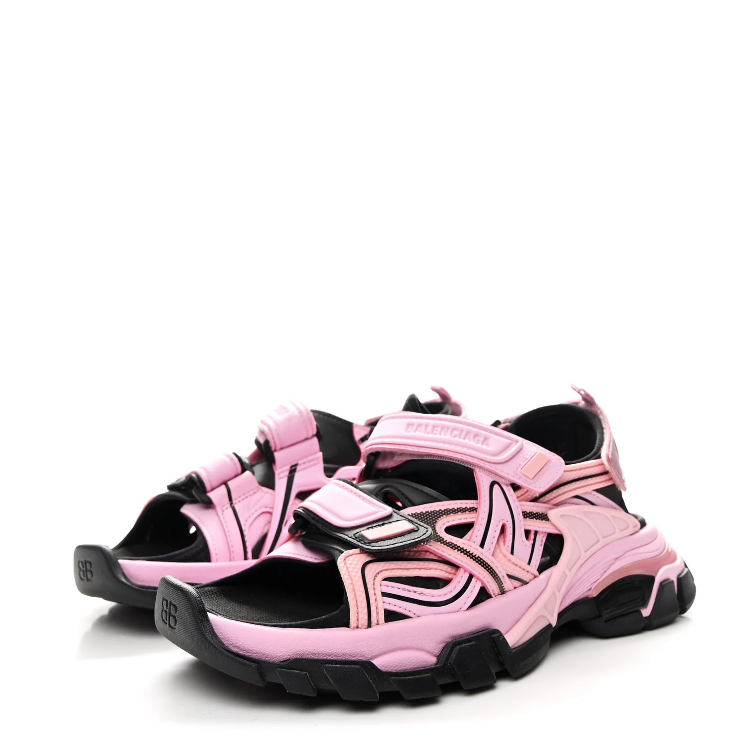 Rubber Neoprene Bi-Color Womens Track Sandals 37 Pink Black - Image 4