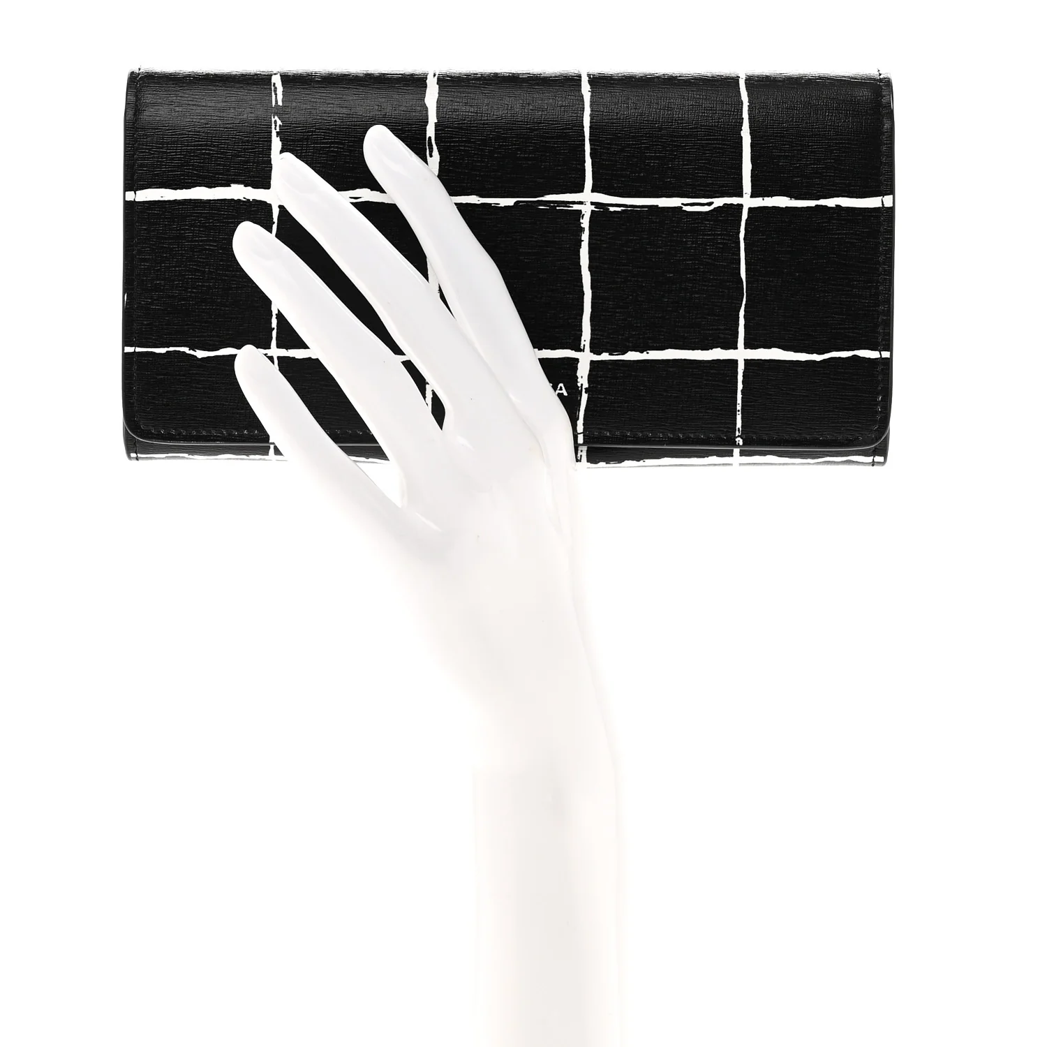 Saffiano Square Check Wallet Black White - Image 2