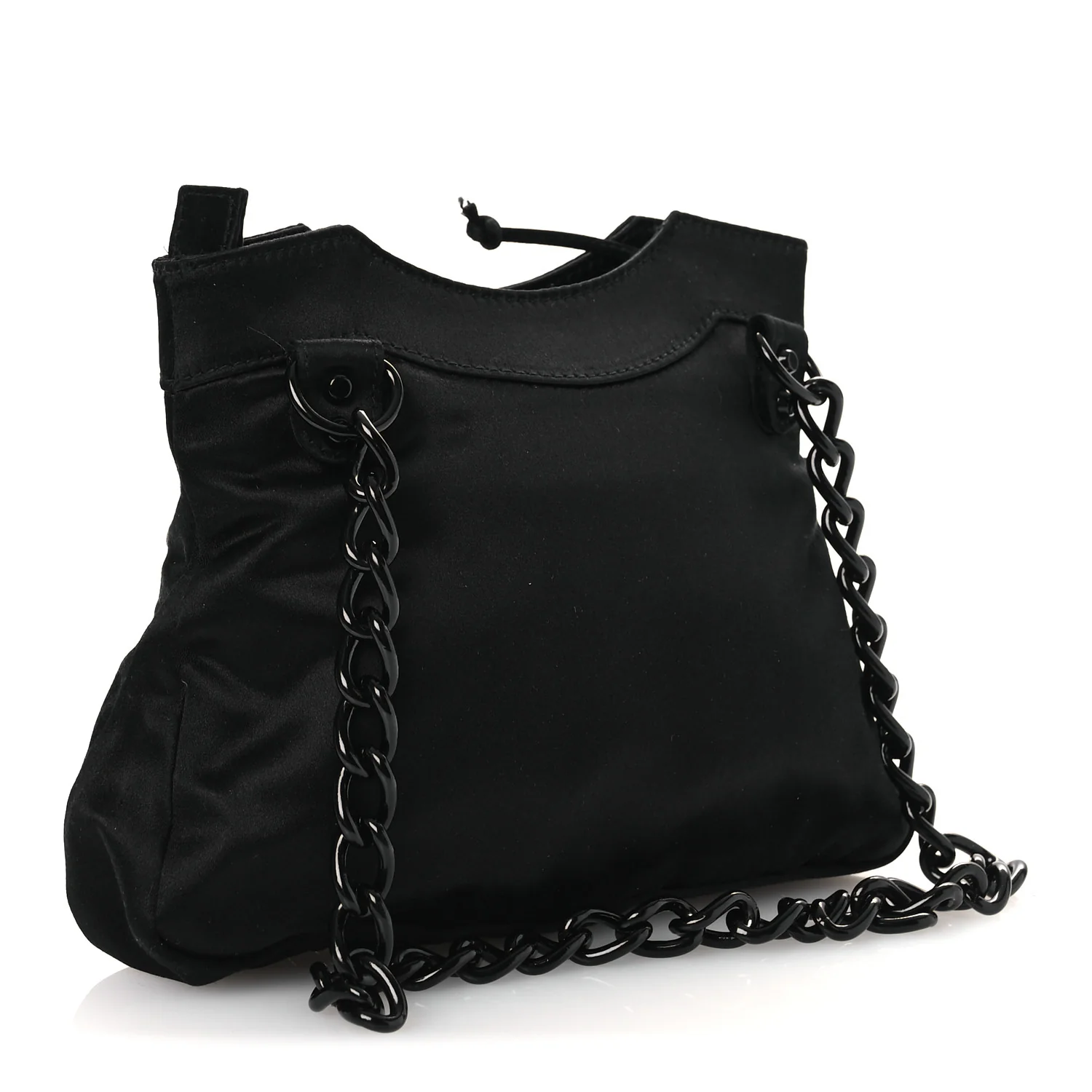 Satin Enamel Classique Chain Shoulder Bag Black - Image 3
