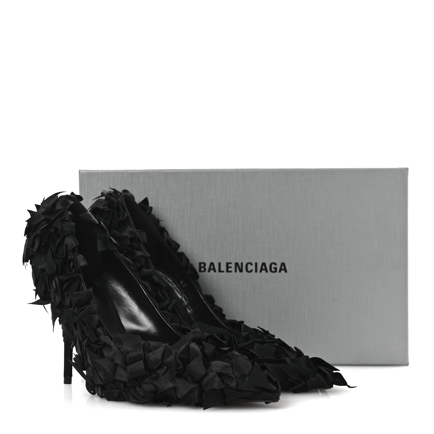 Satin Pointed Marie A Bows All Over 110mm Pumps 40 Black - Image 11