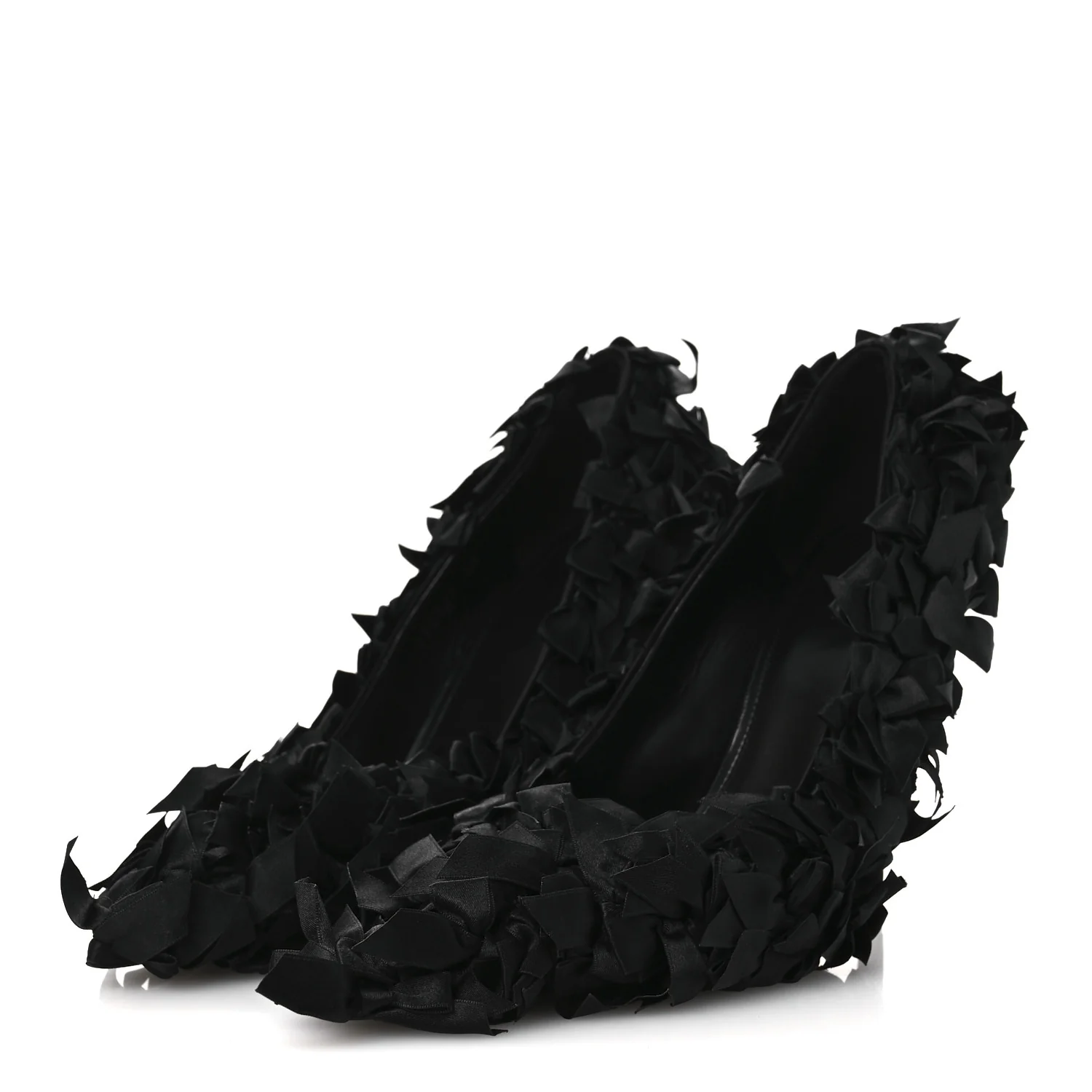 Satin Pointed Marie A Bows All Over 110mm Pumps 40 Black - Image 4
