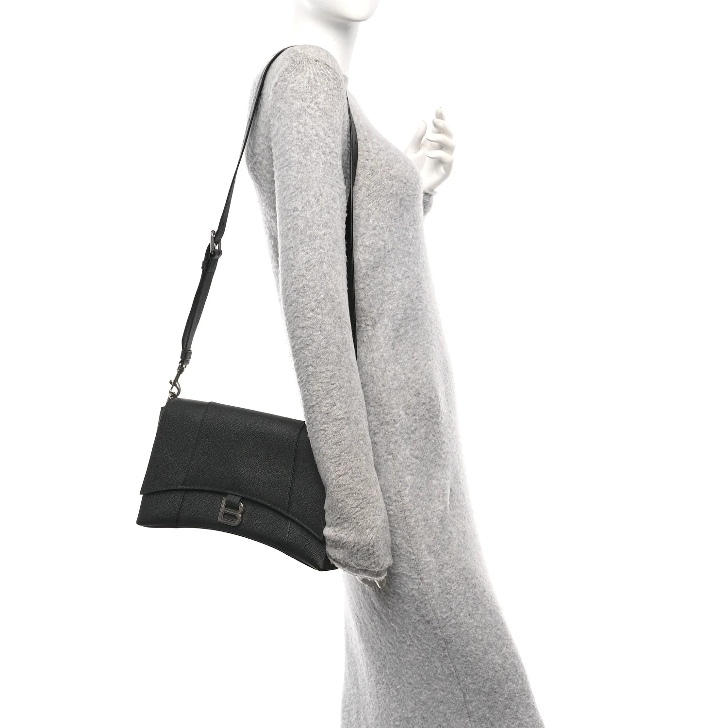 Semi Matte Soft Textured Calfskin Downtown Shoulder Bag Black - Image 2