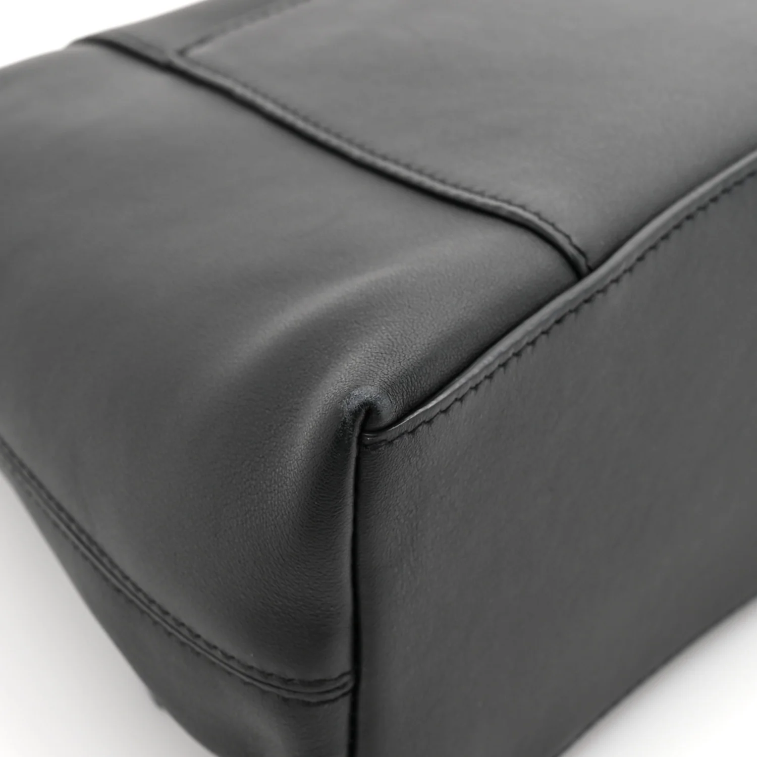 Semi Shiny Smooth Calfskin Monochrome Small Downtown Shoulder Bag Black - Image 11