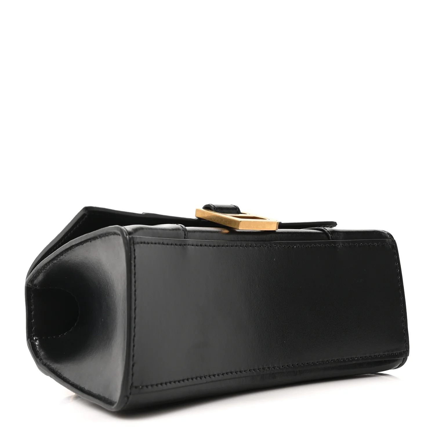 Shiny Box Calfskin Hourglass Top Handle Bag XS Black - Image 4
