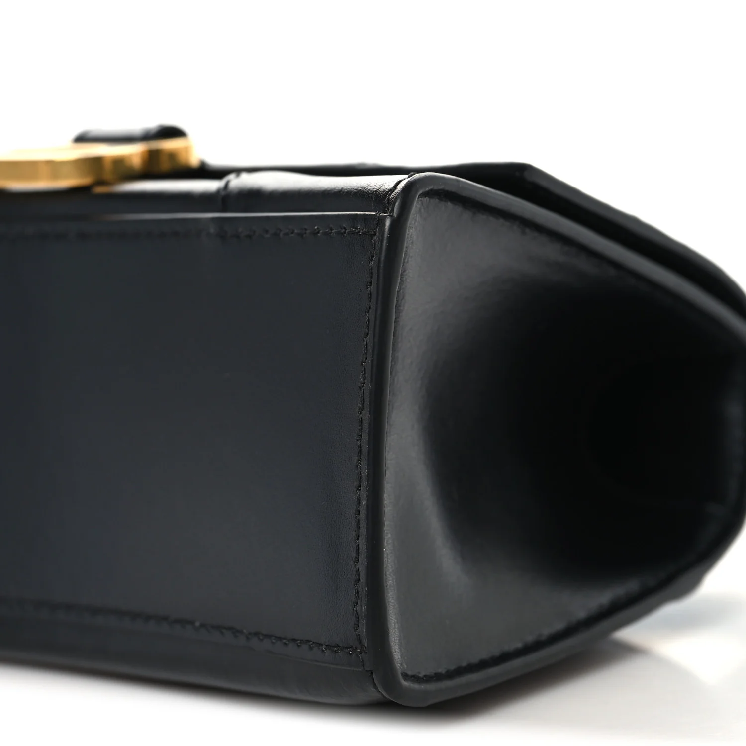 Shiny Box Calfskin Hourglass Top Handle Bag XS Black - Image 10