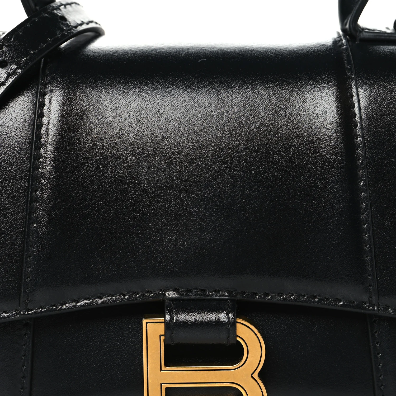 Shiny Box Calfskin Hourglass Top Handle Bag XS Black - Image 8
