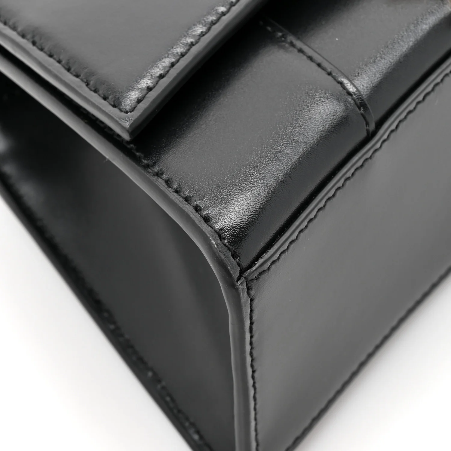 Shiny Box Calfskin Hourglass Top Handle Bag XS Black - Image 11