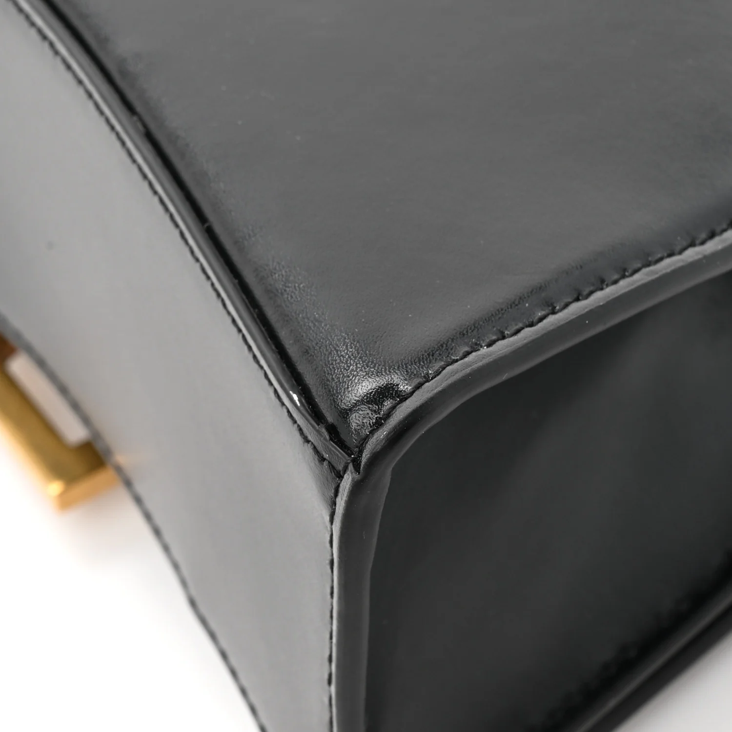 Shiny Box Calfskin Hourglass Top Handle Bag XS Black - Image 12