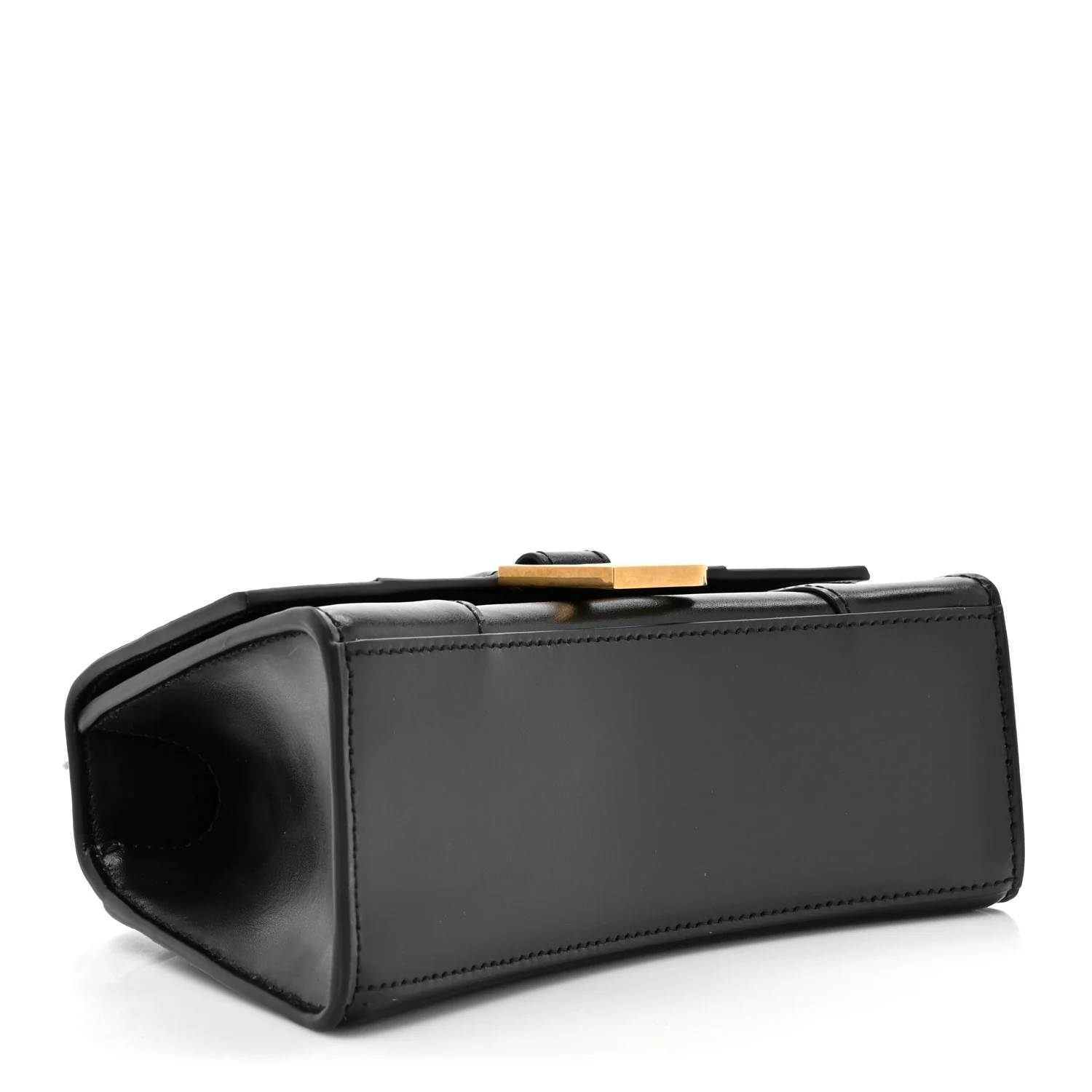 Shiny Box Calfskin Hourglass Top Handle Bag XS Black - Image 4