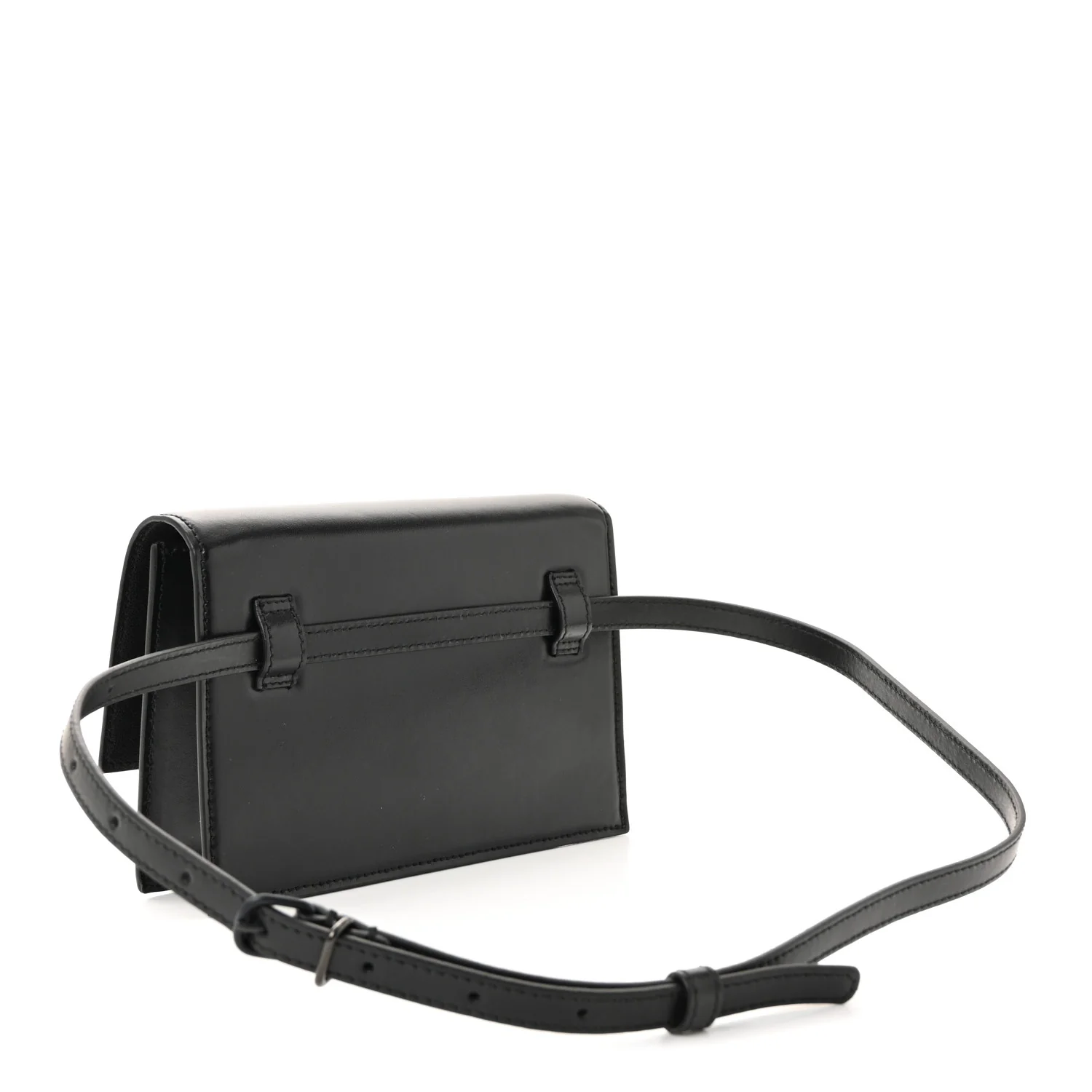 Shiny Box Calfskin Monochrome XS Sharp Belt Bag Black - Image 3