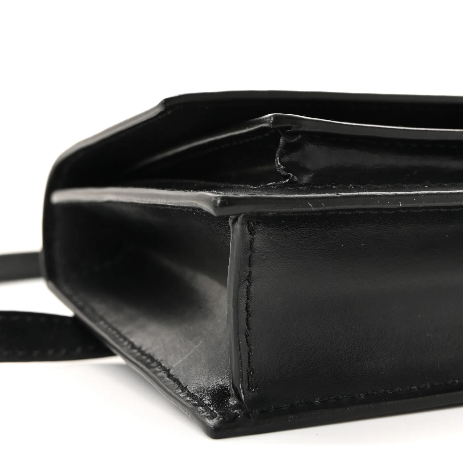 Shiny Box Calfskin Monochrome XS Sharp Belt Bag Black - Image 8