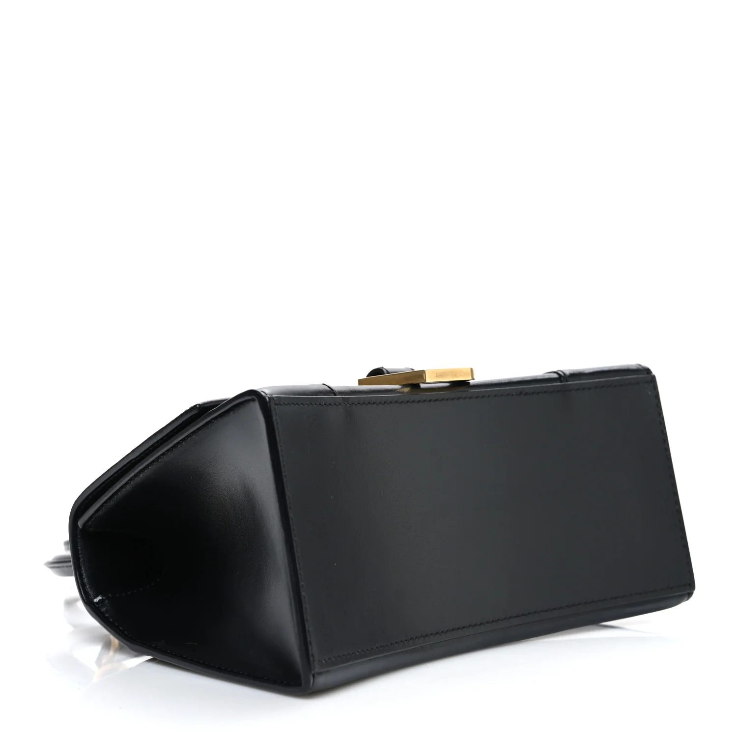 Shiny Box Calfskin Small Hourglass Top Handle Bag Black - Image 4