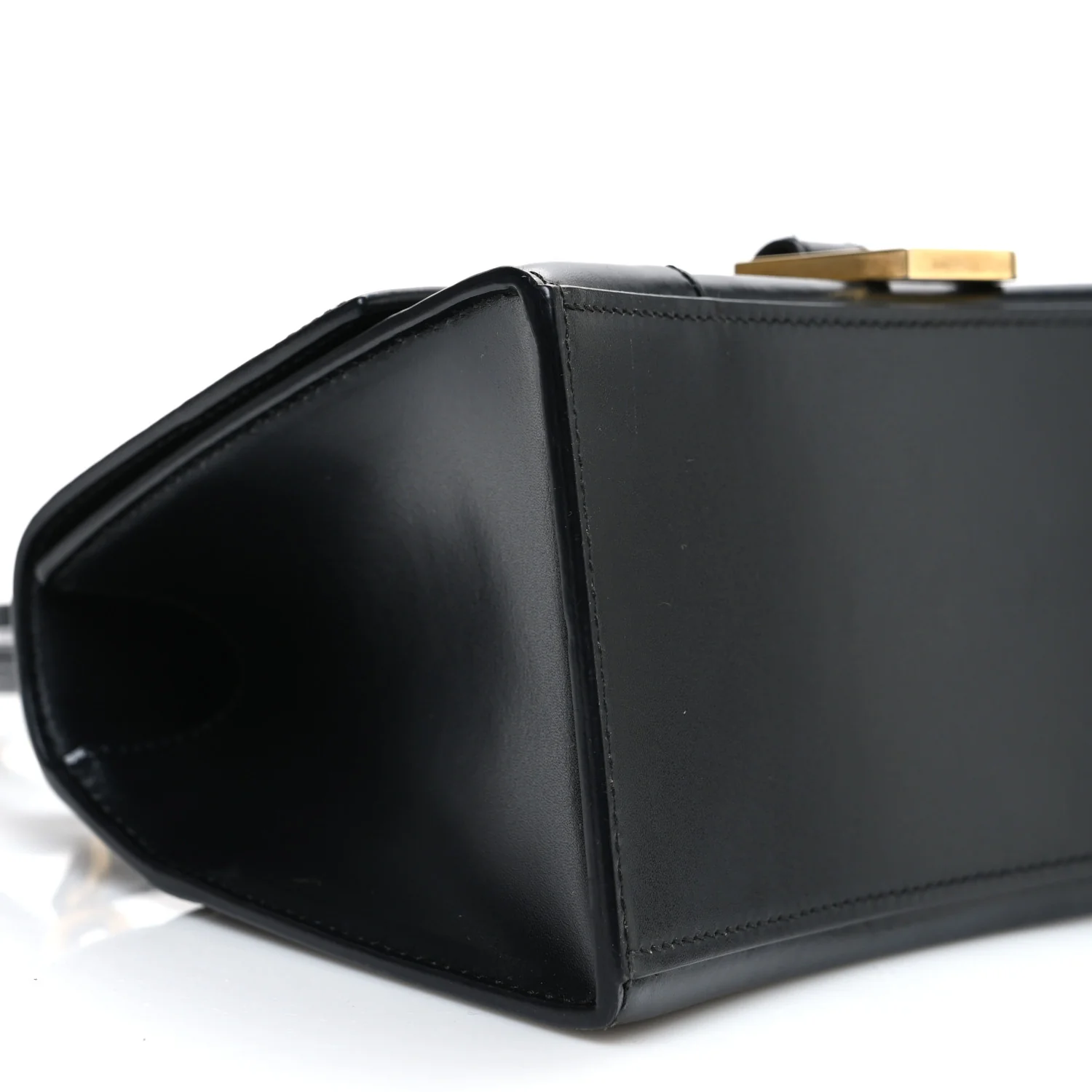 Shiny Box Calfskin Small Hourglass Top Handle Bag Black - Image 9