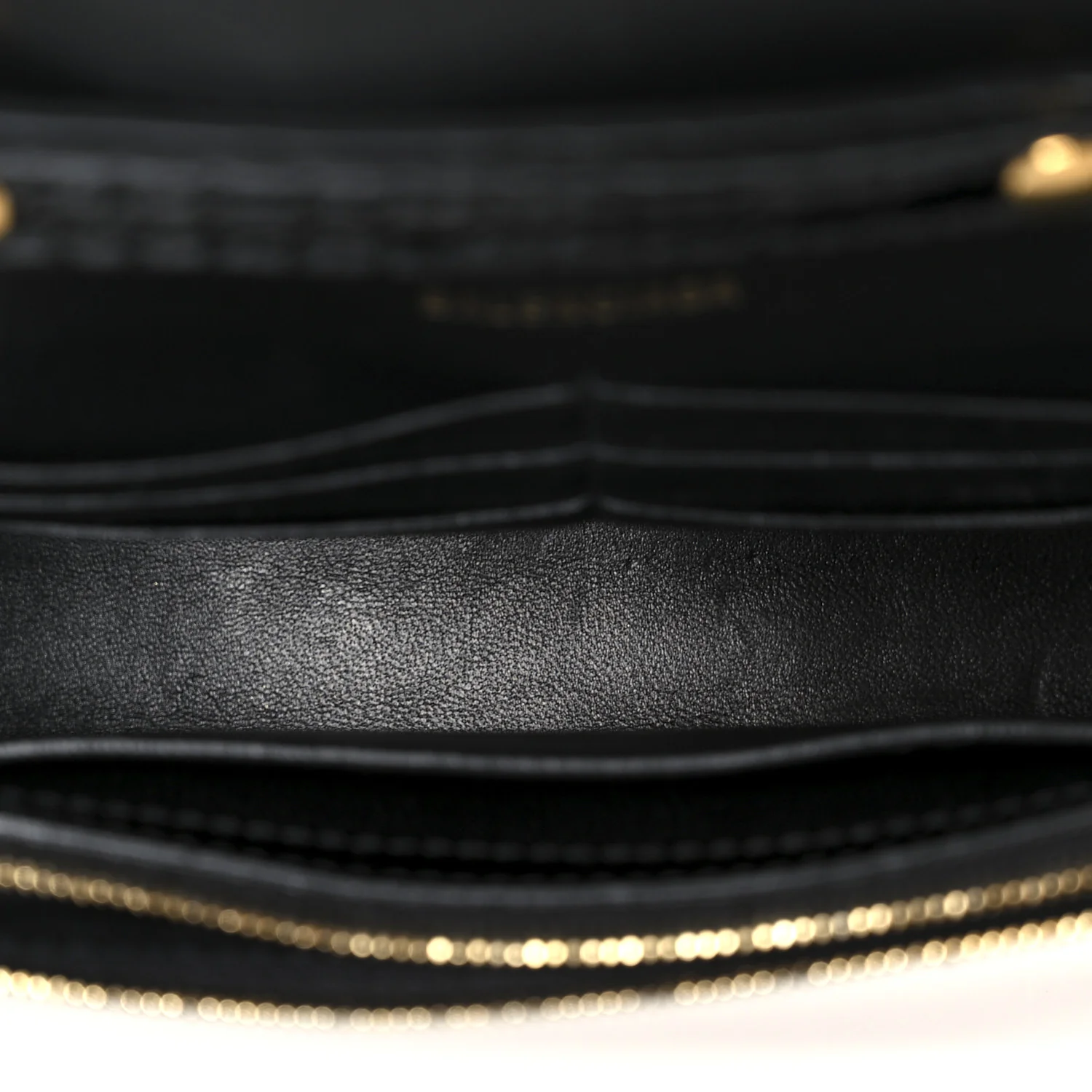 Shiny Calfskin Crocodile Embossed Hourglass Chain Bag Black - Image 5