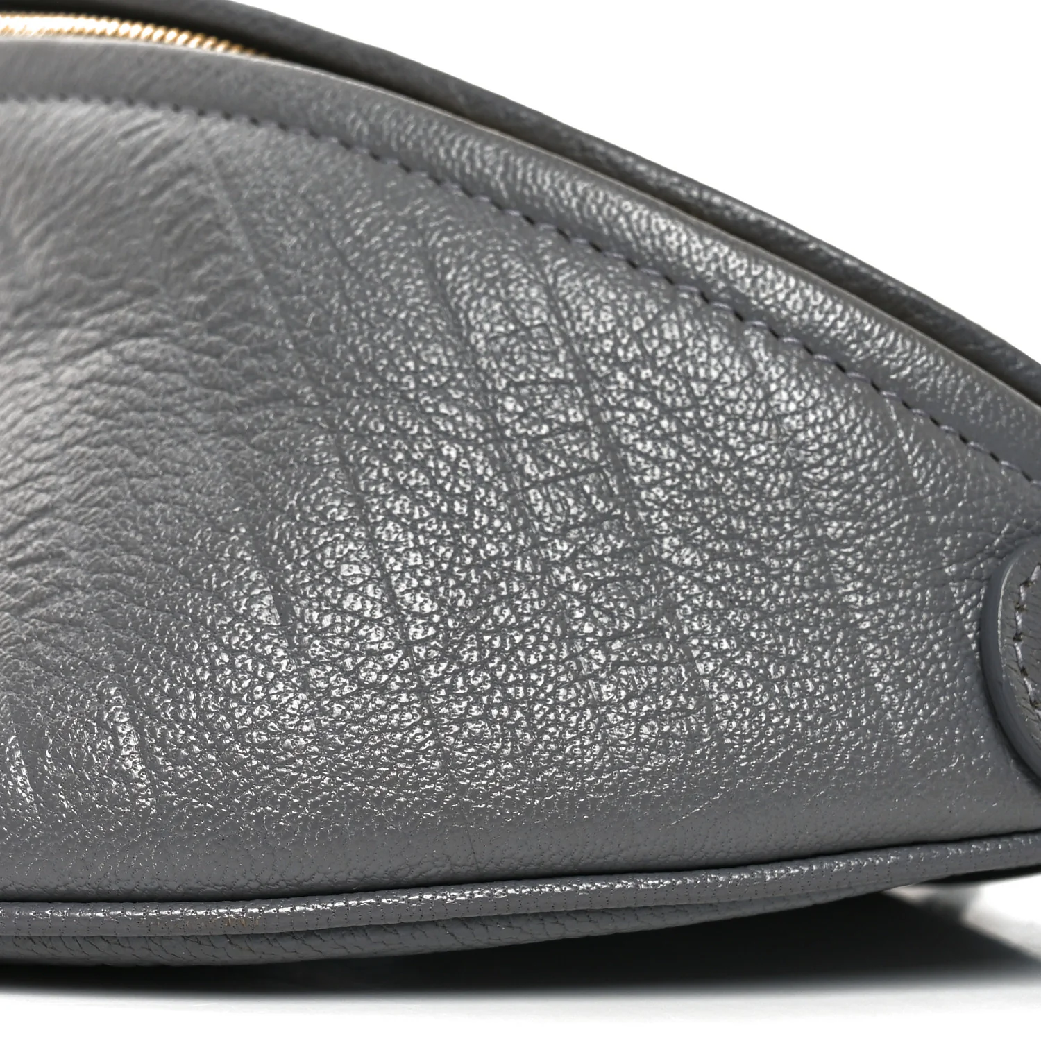 Shiny Goatskin Allover Logo Embossed XS Souvenir Belt Bag Gris - Image 10