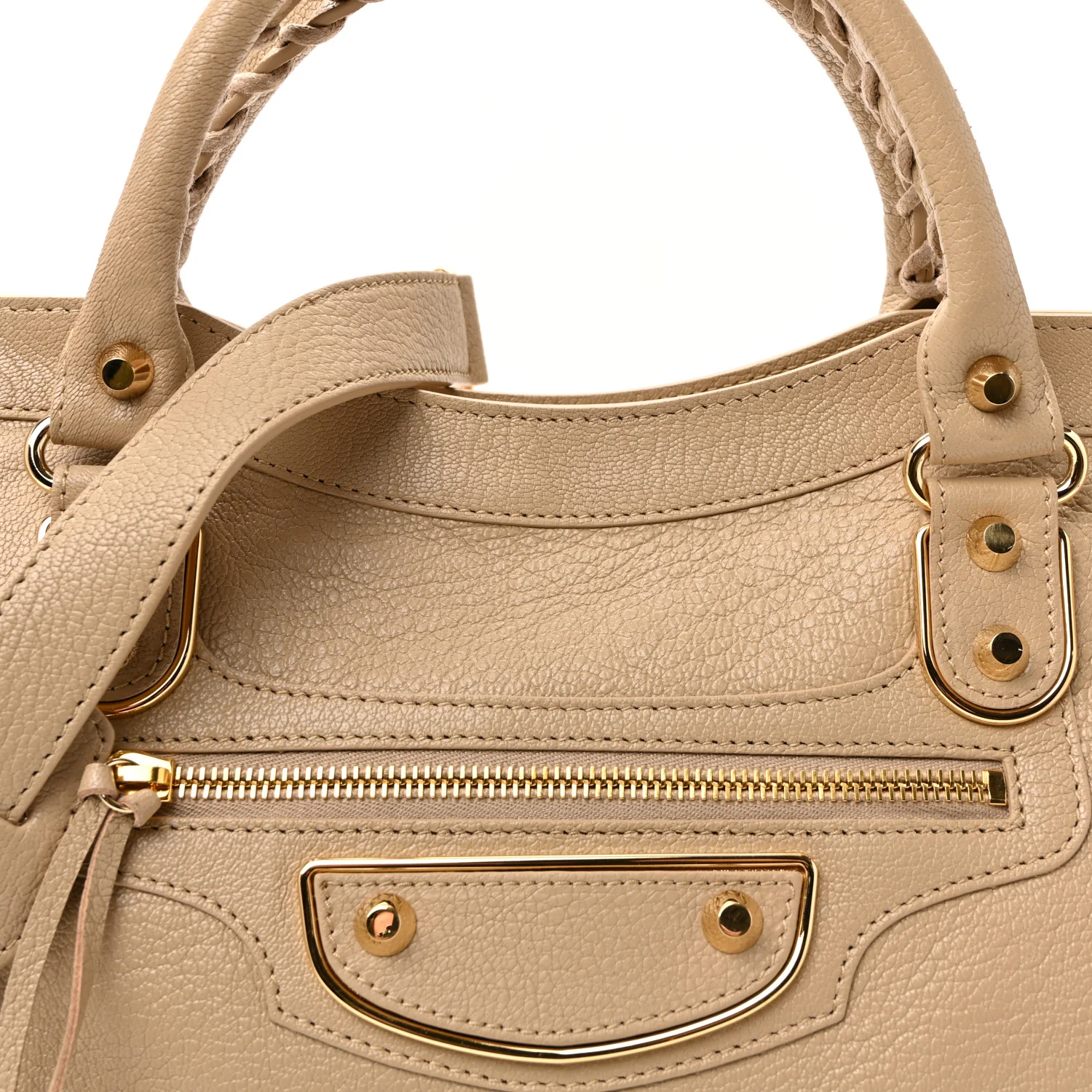 Shiny Goatskin Gold Metallic Edge Hardware City Beige Sahara - Image 13