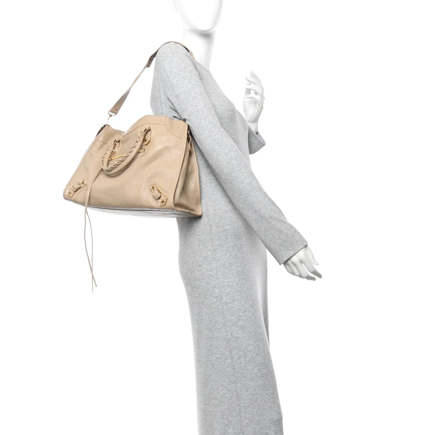 Shiny Goatskin Gold Metallic Edge Hardware City Beige Sahara - Image 3