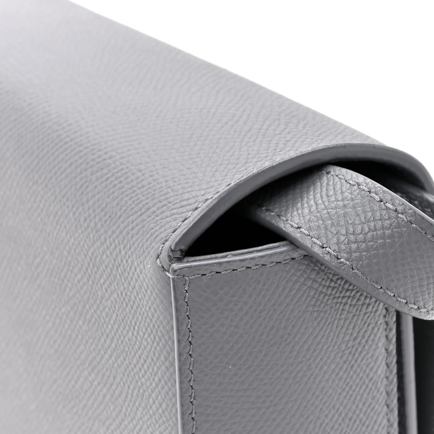 Signature Grained Calfskin Logo S Ville Day Bag Gris Perle Fonce White - Image 13
