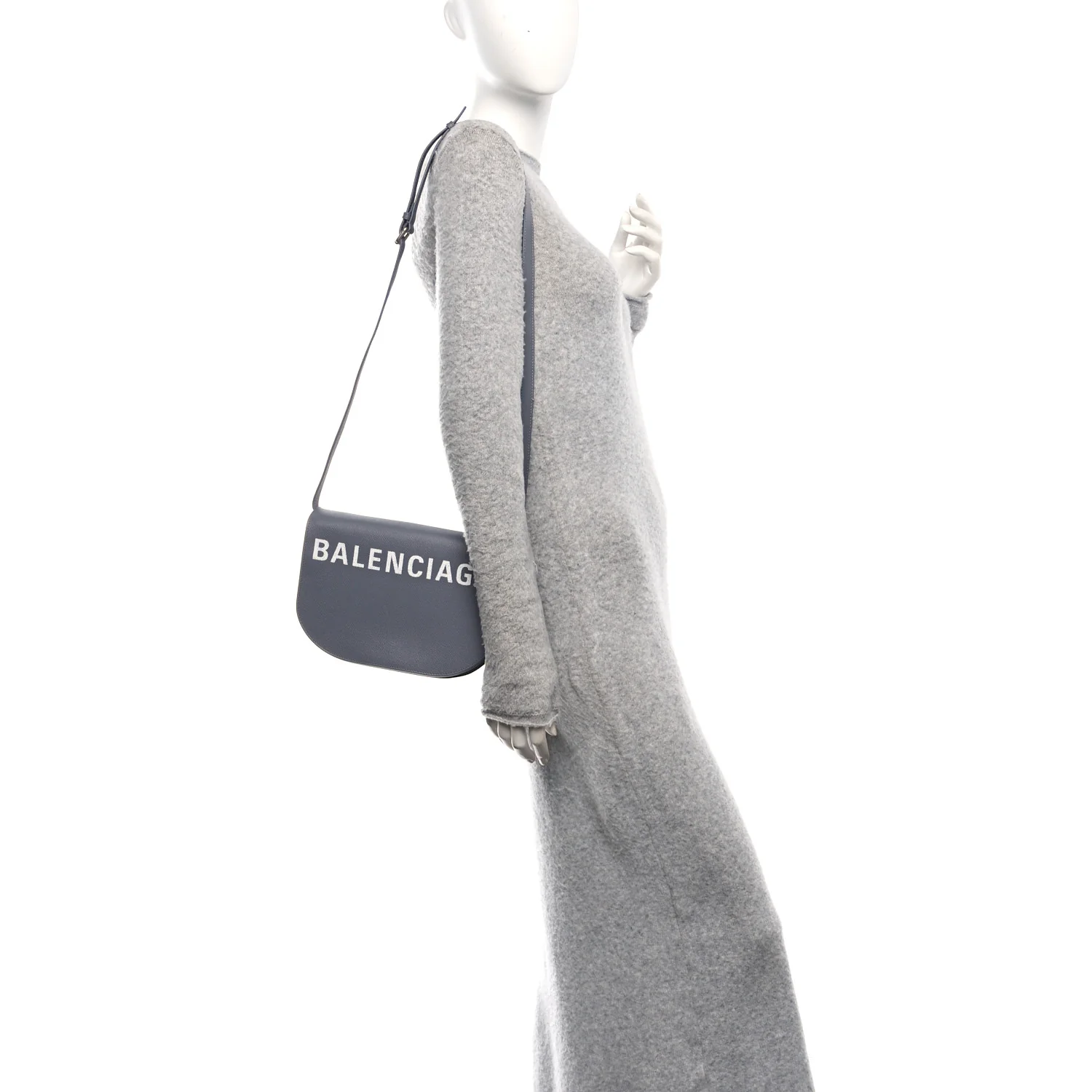 Signature Grained Calfskin Logo S Ville Day Bag Gris Perle Fonce White - Image 2
