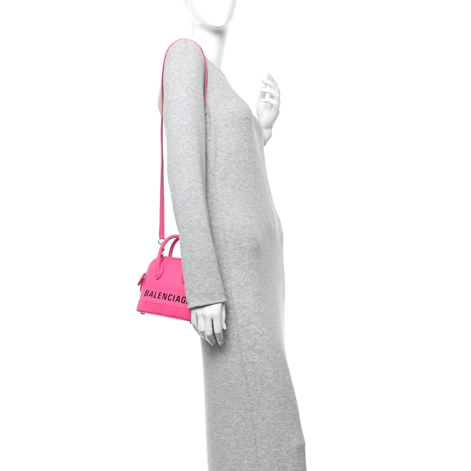 Signature Grained Calfskin Logo XXS Ville Top Handle Bag Fuchsia - Image 2