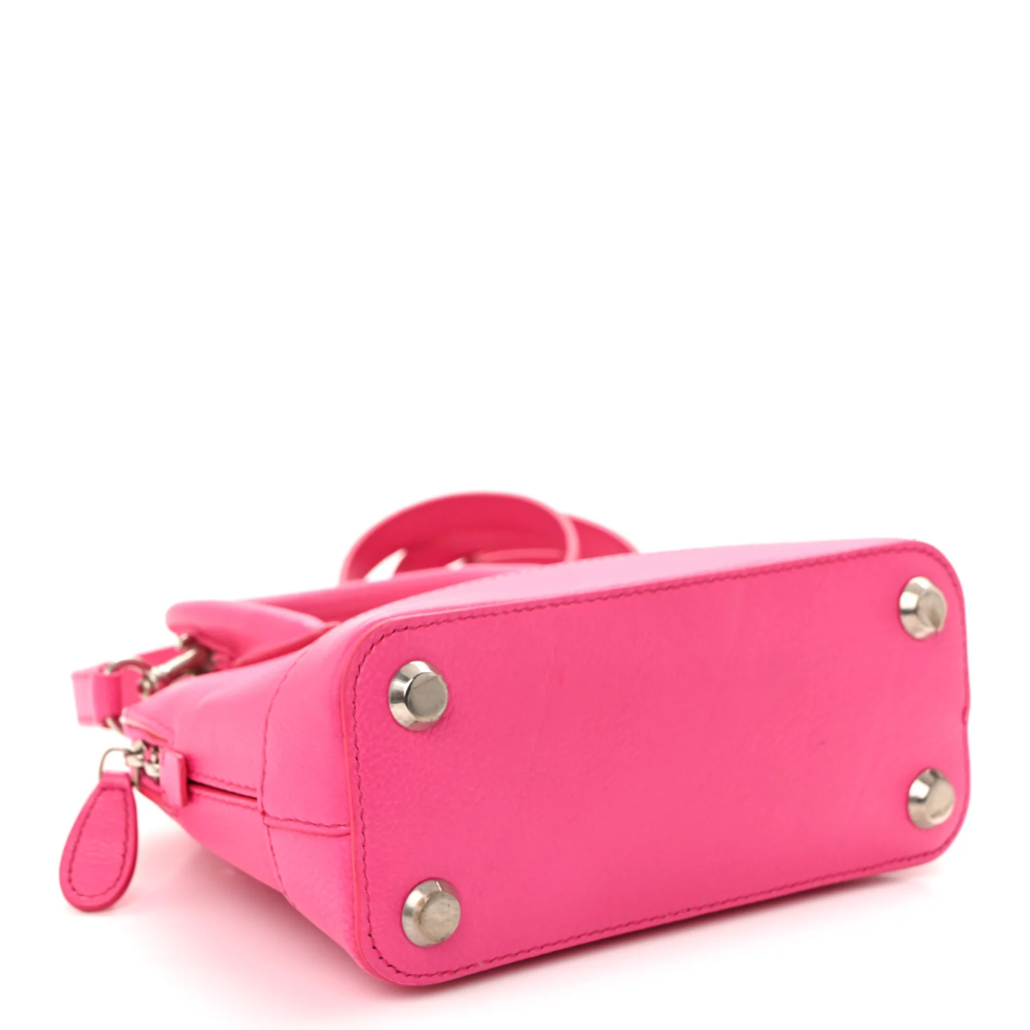 Signature Grained Calfskin Logo XXS Ville Top Handle Bag Fuchsia - Image 4