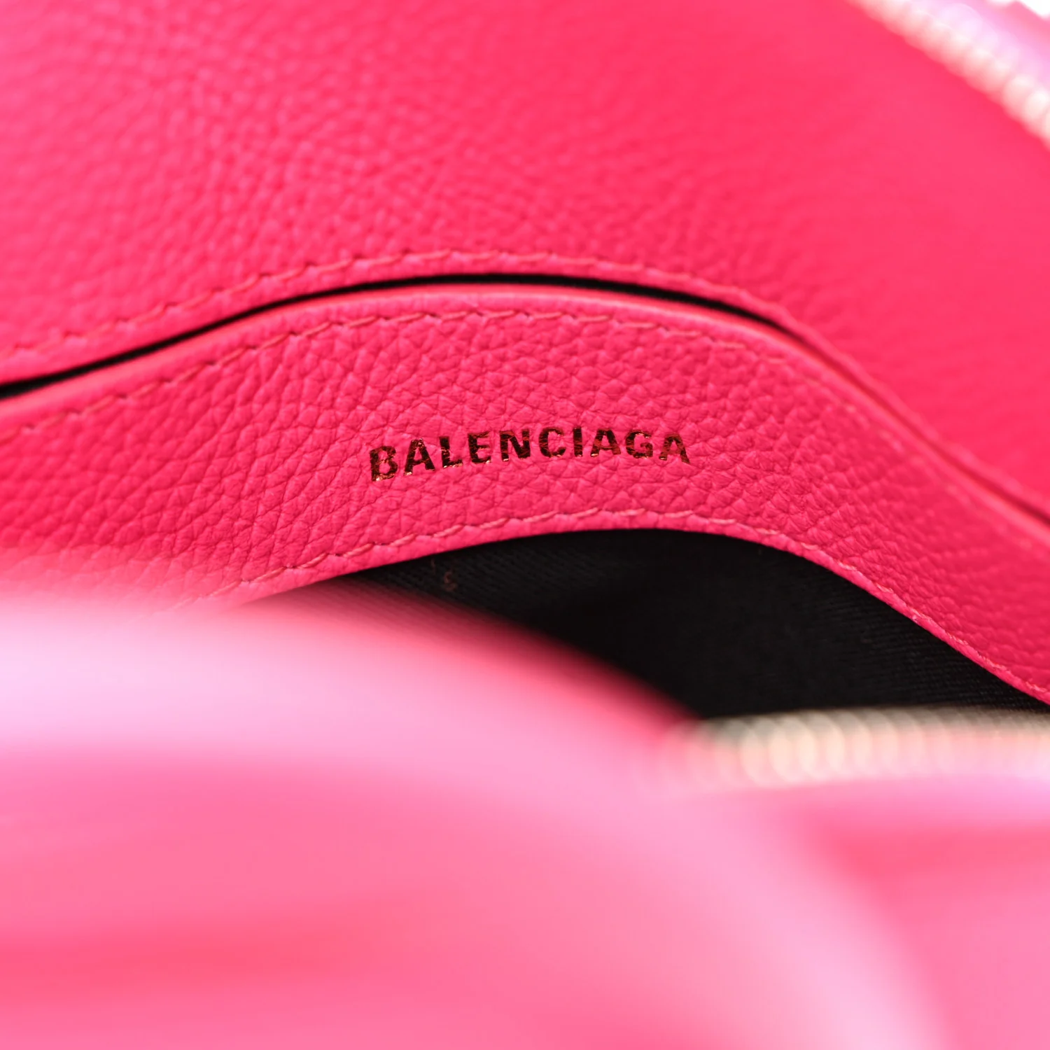 Signature Grained Calfskin Logo XXS Ville Top Handle Bag Fuchsia - Image 6