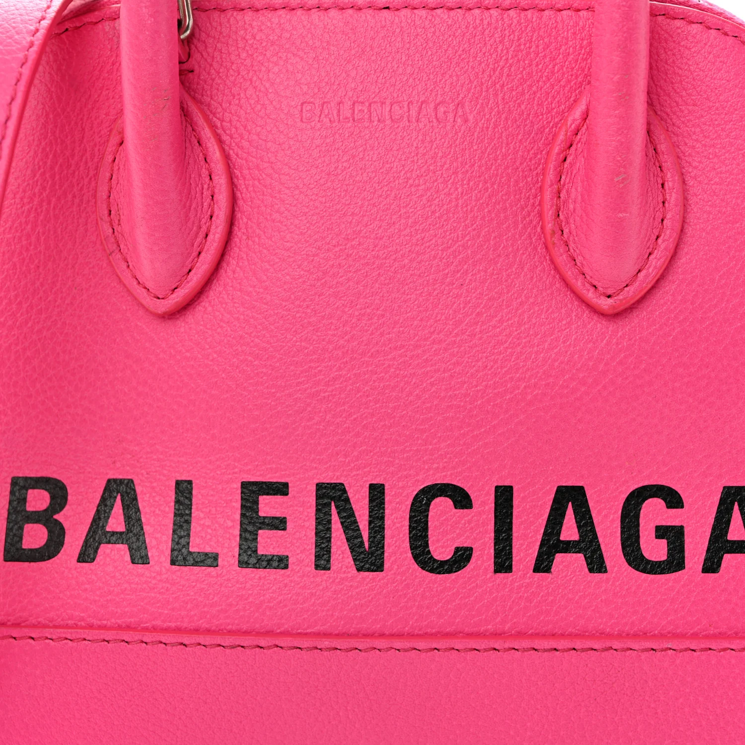 Signature Grained Calfskin Logo XXS Ville Top Handle Bag Fuchsia - Image 7