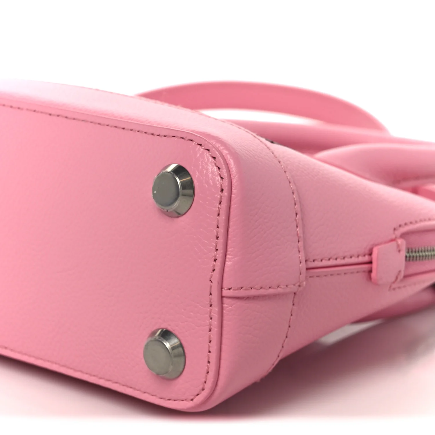 Signature Grained Calfskin Logo XXS Ville Top Handle Bag Rose Bubblegum Black - Image 12
