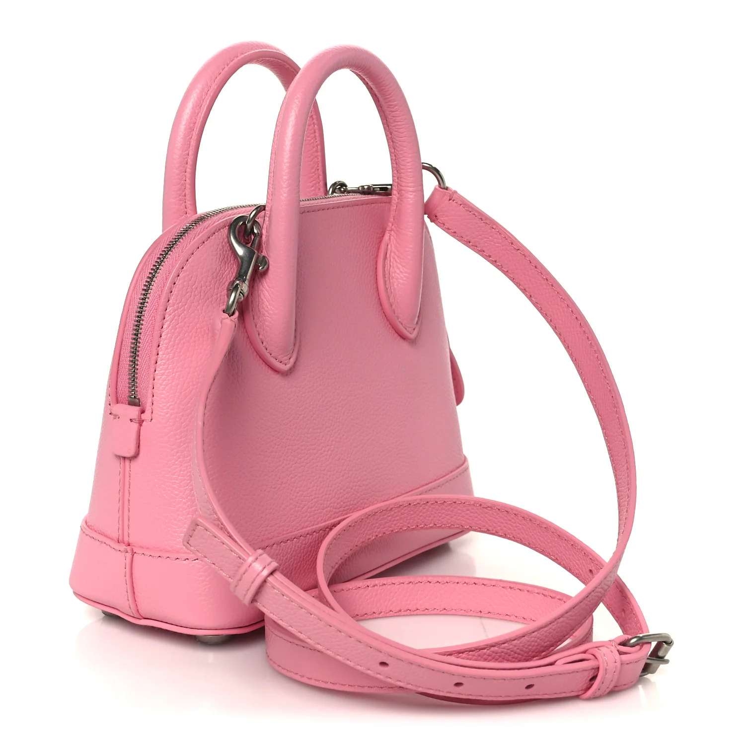 Signature Grained Calfskin Logo XXS Ville Top Handle Bag Rose Bubblegum Black - Image 3