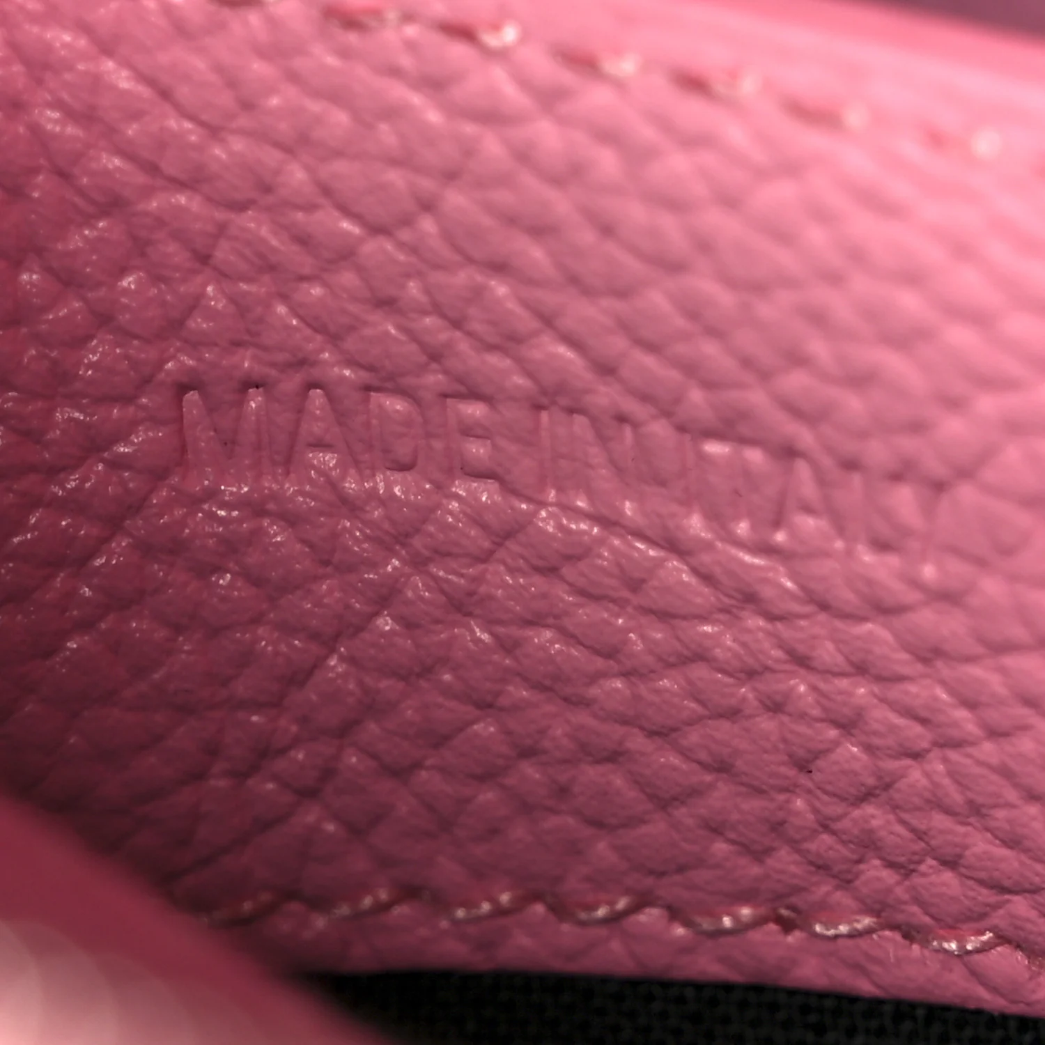Signature Grained Calfskin Logo XXS Ville Top Handle Bag Rose Bubblegum Black - Image 7