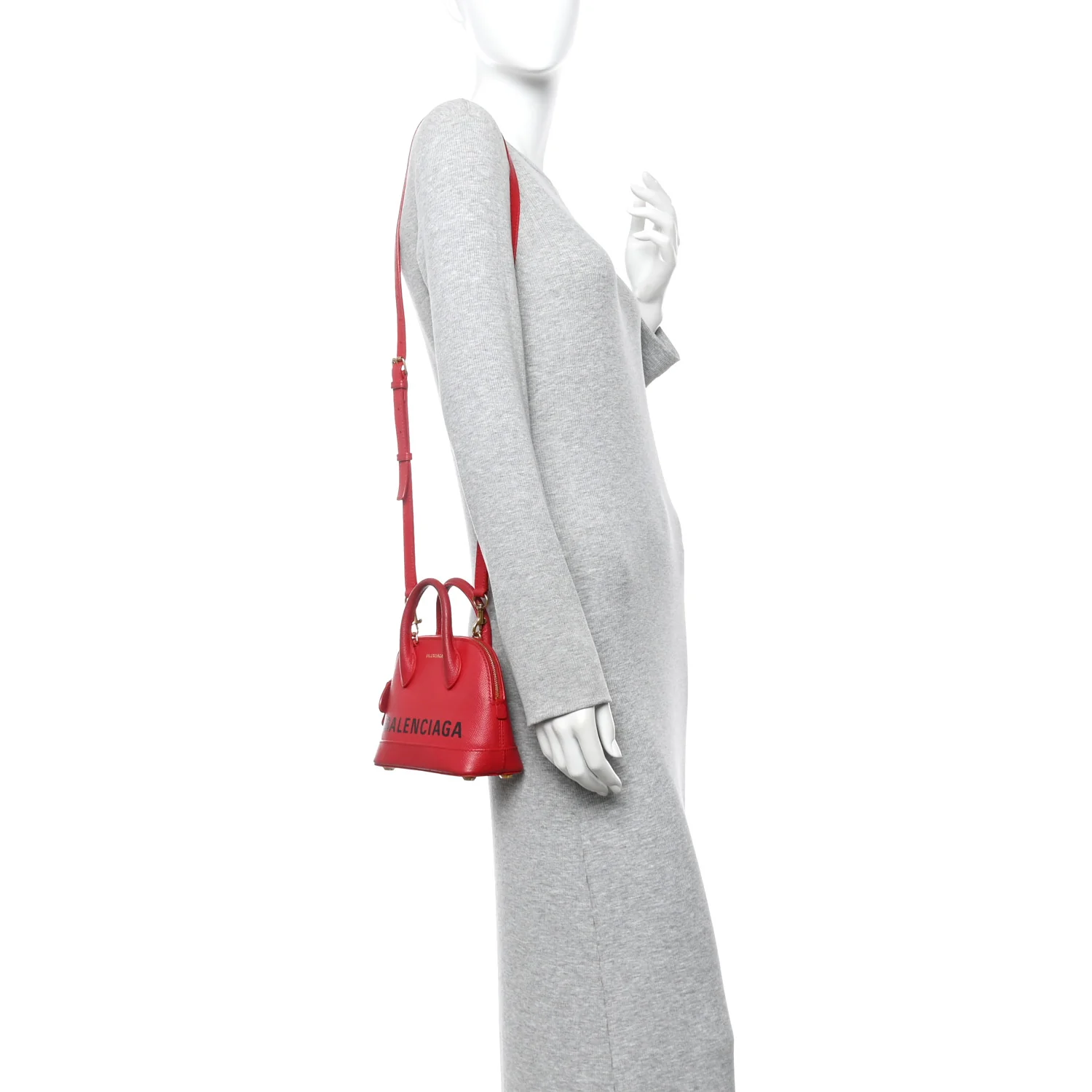 Signature Grained Calfskin Logo XXS Ville Top Handle Bag Rouge Lantern Black - Image 2
