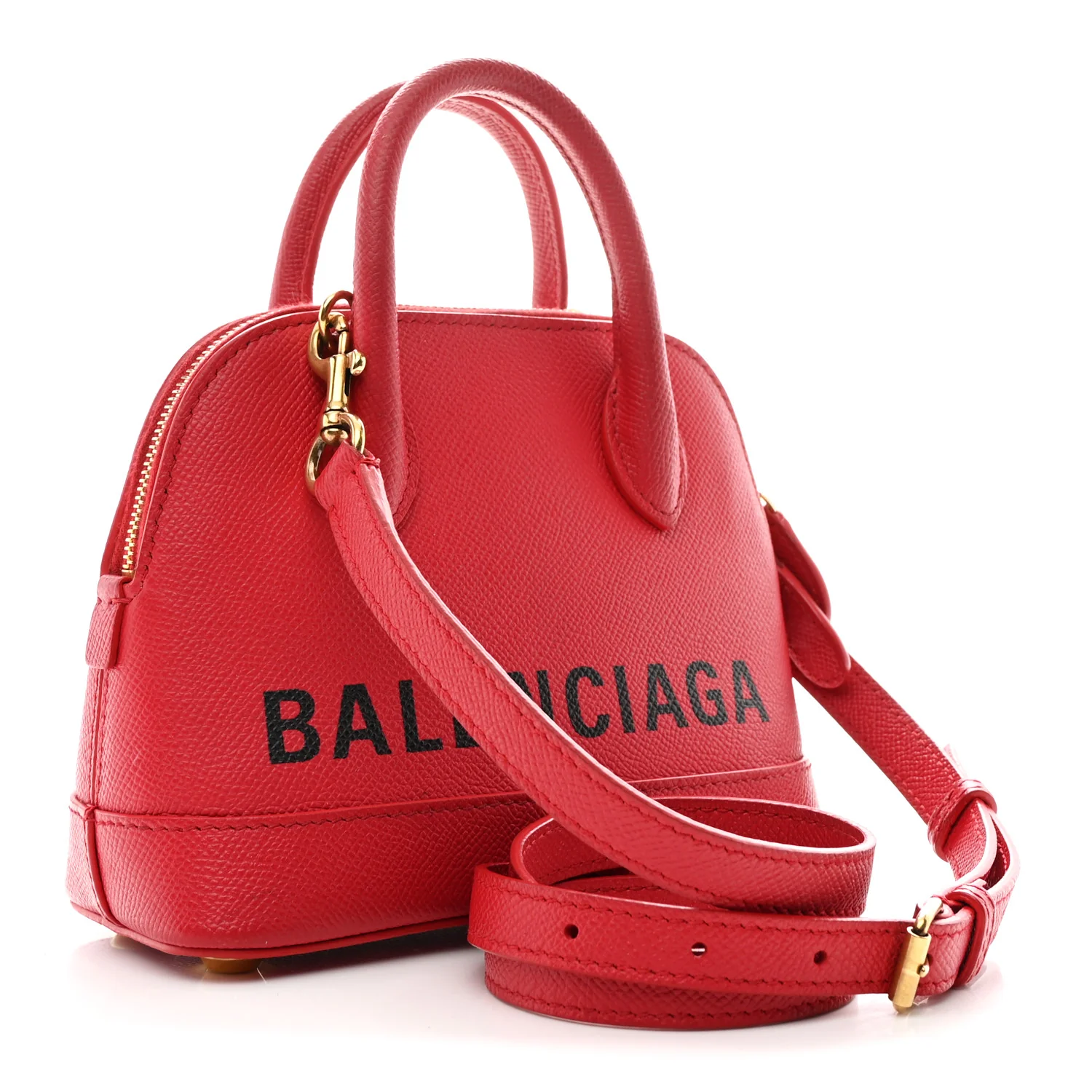 Signature Grained Calfskin Logo XXS Ville Top Handle Bag Rouge Lantern Black - Image 3