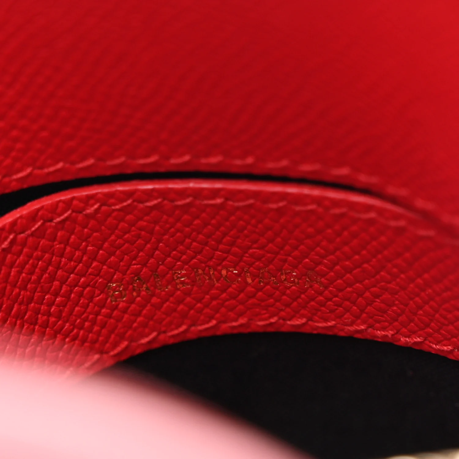 Signature Grained Calfskin Logo XXS Ville Top Handle Bag Rouge Lantern Black - Image 6